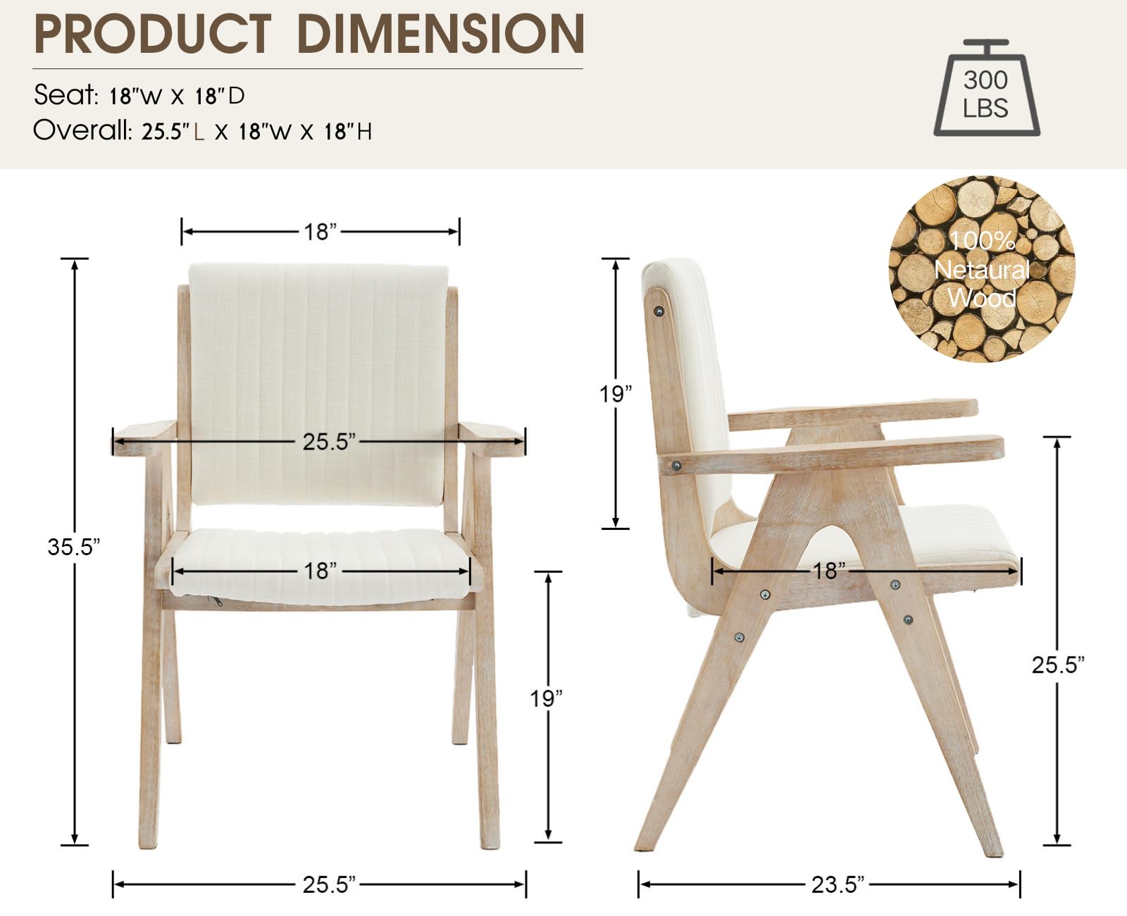 CIMOTA Farmhouse Dining Side Chairs with Arms - 10032