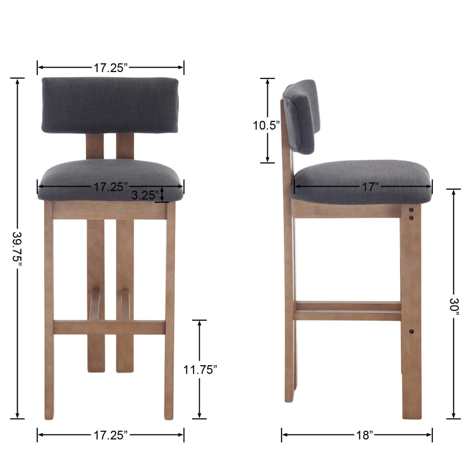 Janoray 30" Mid Century Modern Tall Bar Height Stools Set of 2