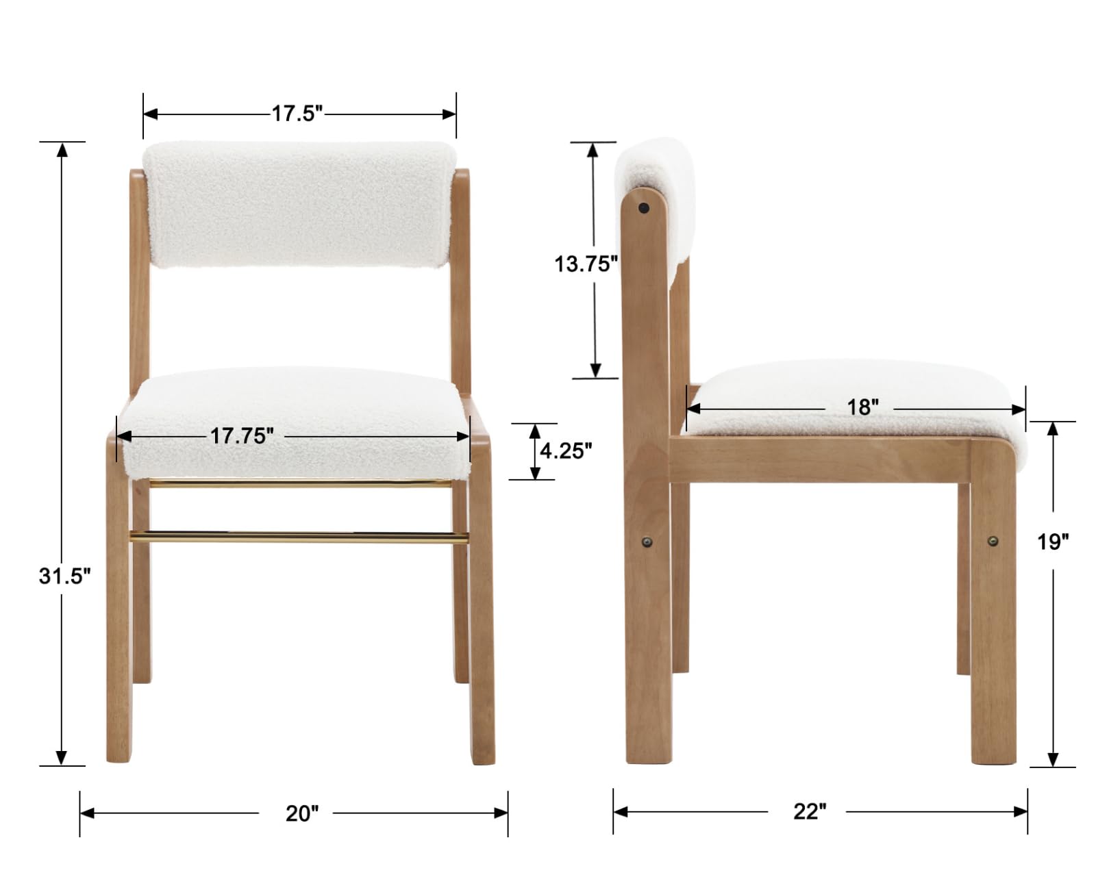 CIMOTA Mid Century Fabric Linen Dining Chairs Set of 2 - 1928