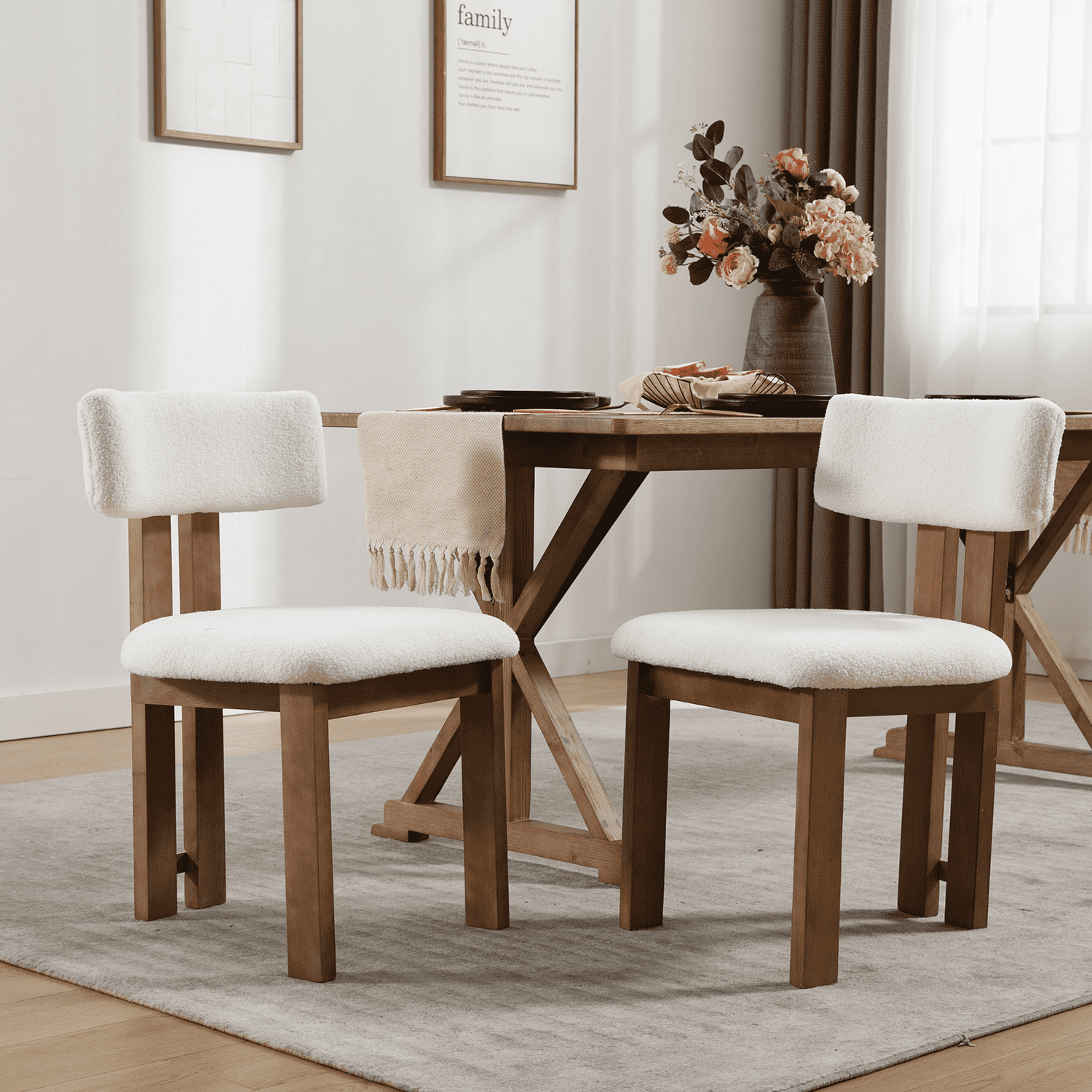 VESCASA Upholstered Dining Chairs with Curve Open Back Set of 2 - 1936