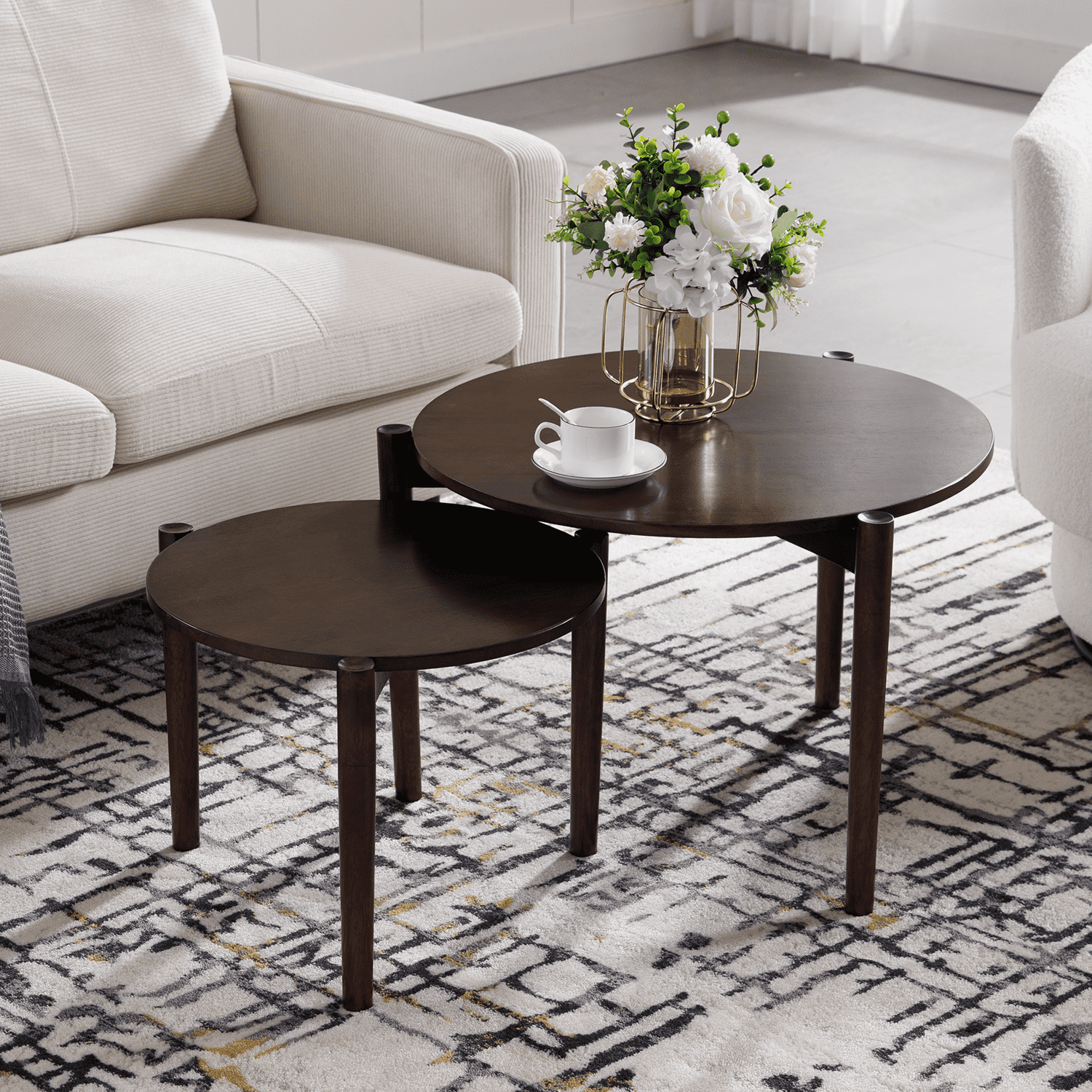 VESCASA Modern Side Round Table Nesting Coffee Table - XX10CT