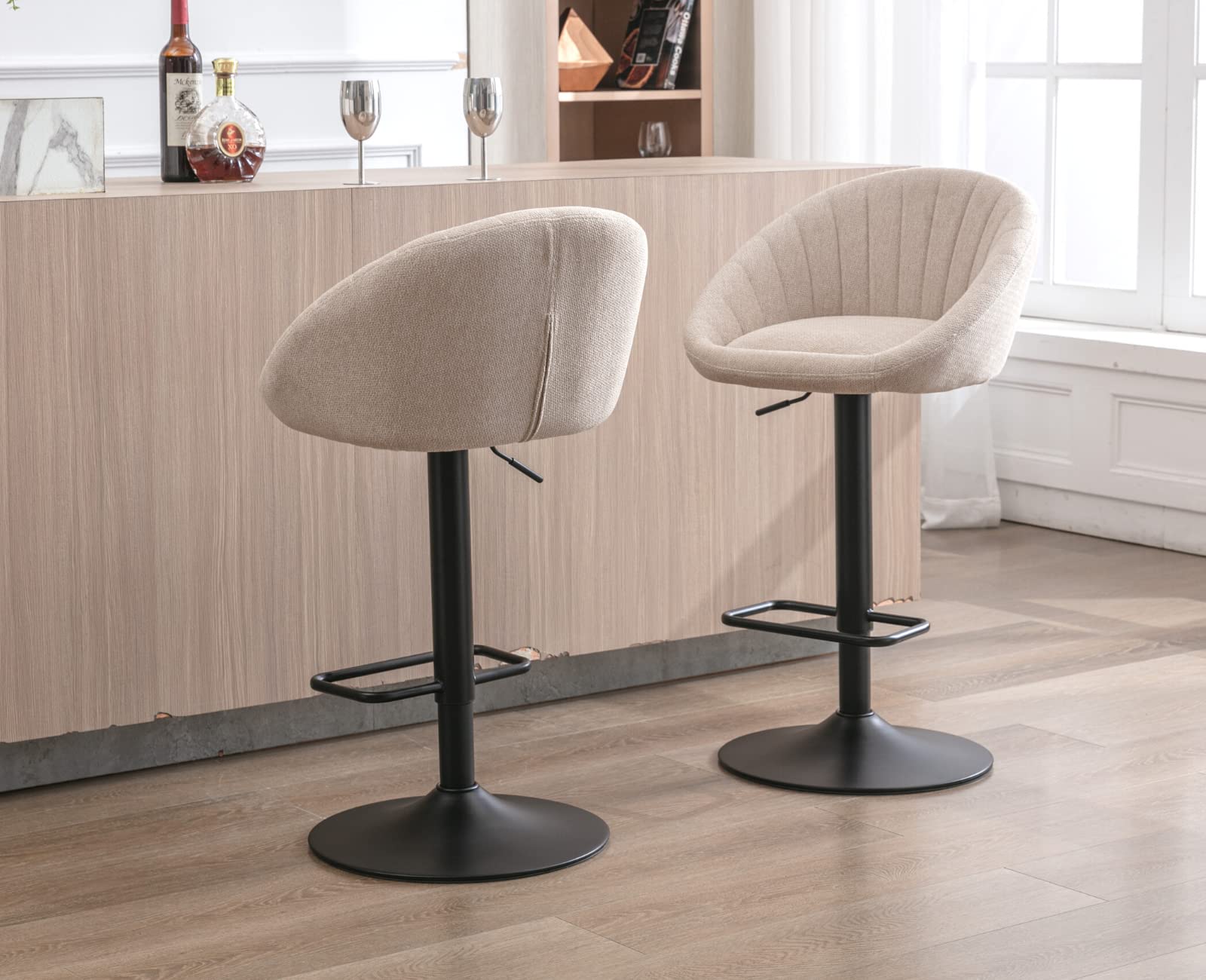 EALSON Modern Adjustable Swivel Bar Stools with Low Back Set of 2