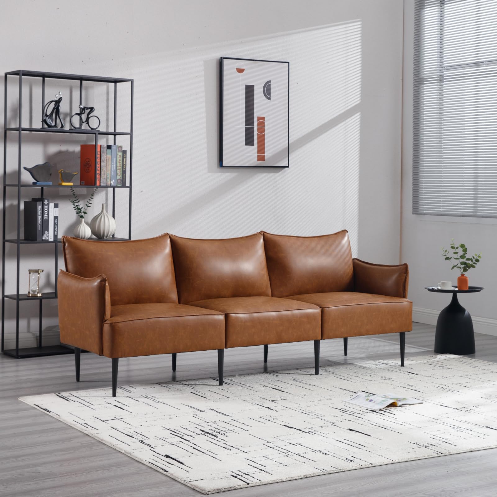 ROCITY 53 Inch Modern Faux Leather Loveseat Sofa 20.7 Inch Deep Seats - 3051