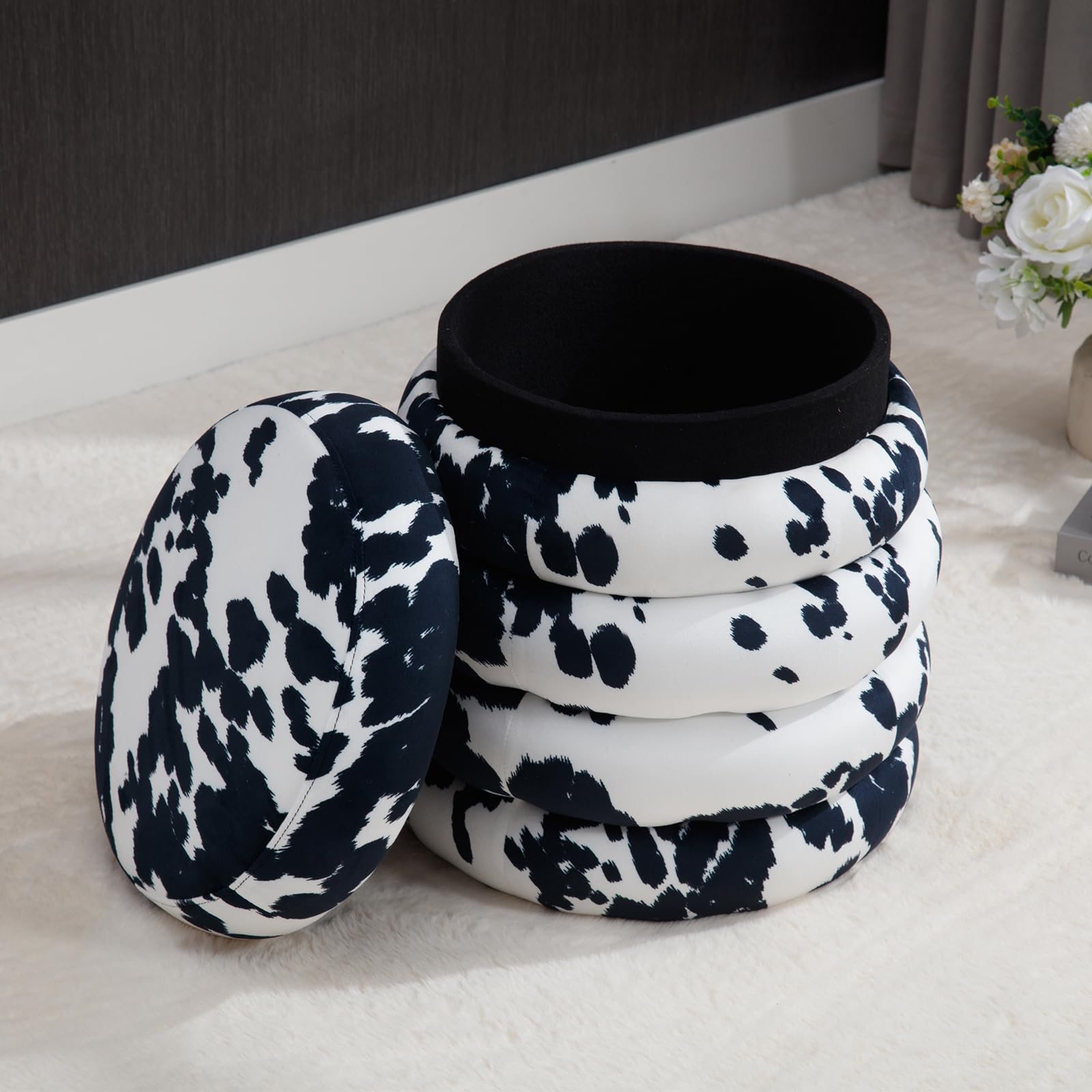 Kmax Modern Upholstered Round Storage Ottoman 1 Piece