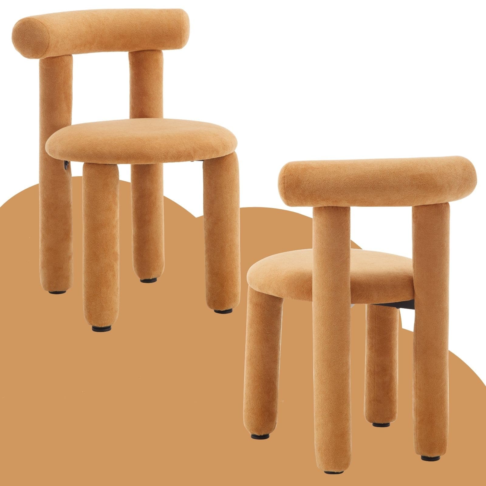 ROCITY Modern Sherpa Small Cute Dining Chairs Set of 2 - 3136