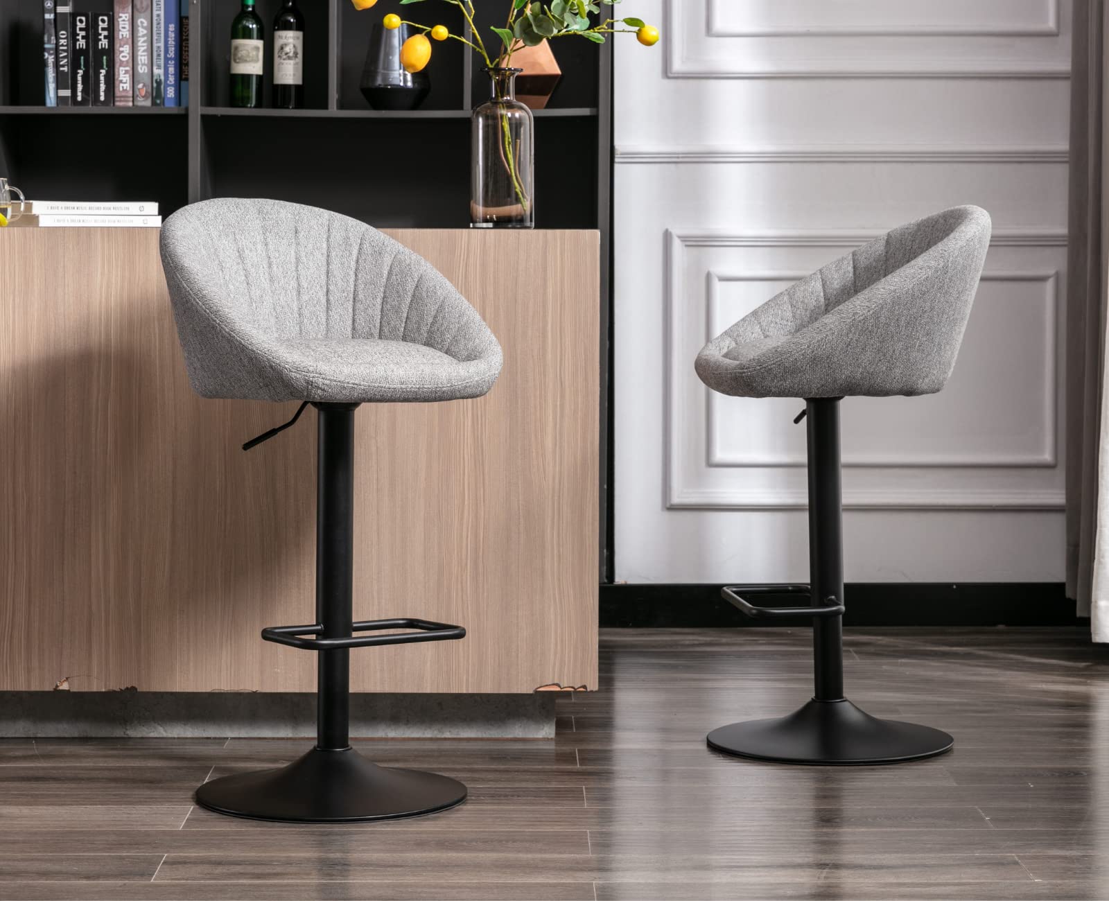 EALSON Modern Adjustable Swivel Bar Stools with Low Back Set of 2