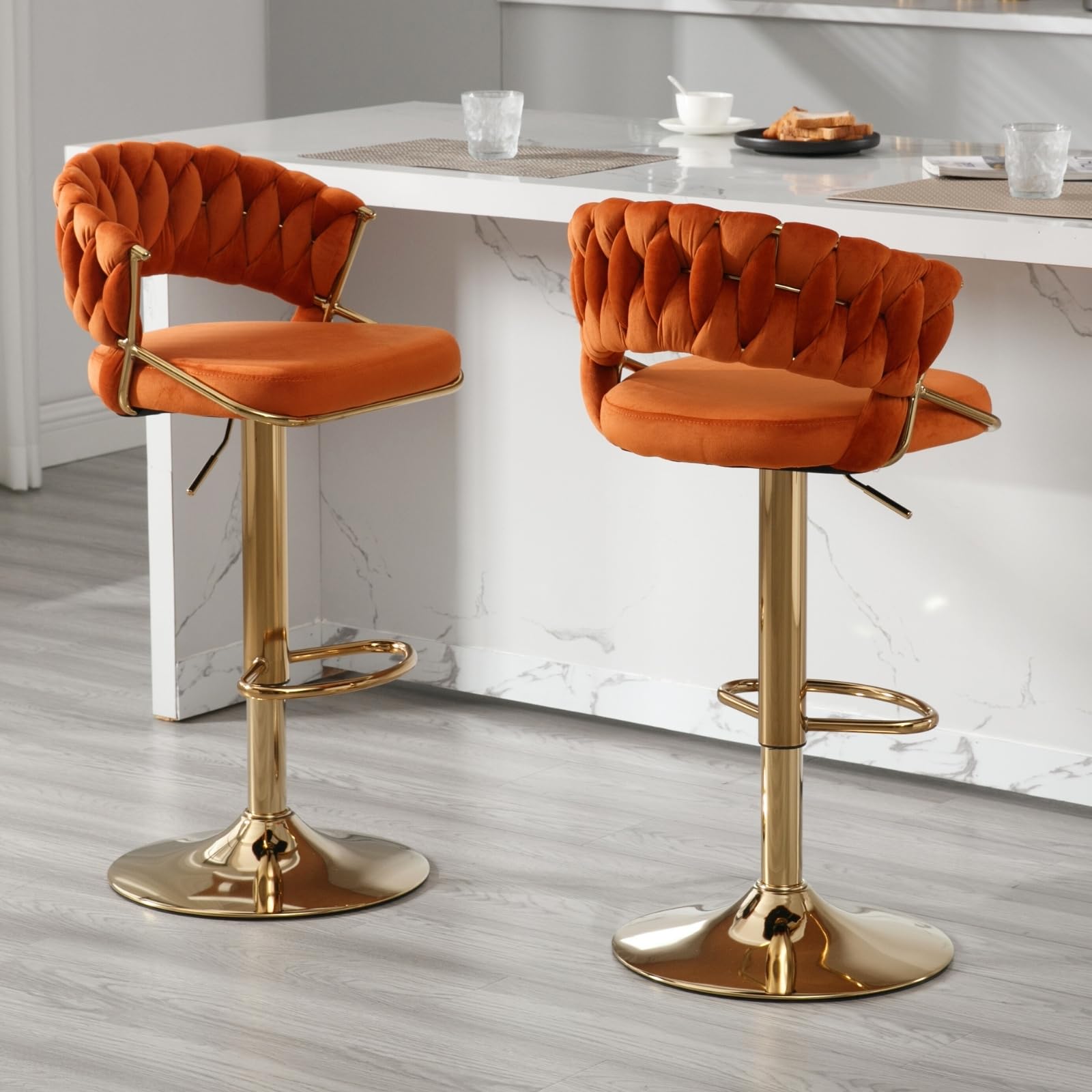 CHICAURA Woven Swivel Bar Stools Set of 2 - 1560AB