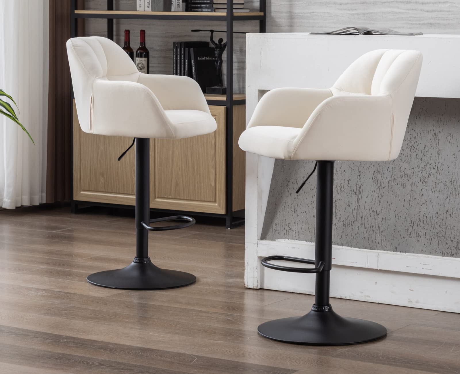 EALSON Modern Leather Velvet Swivel Bar Stools Set of 2 - 5117