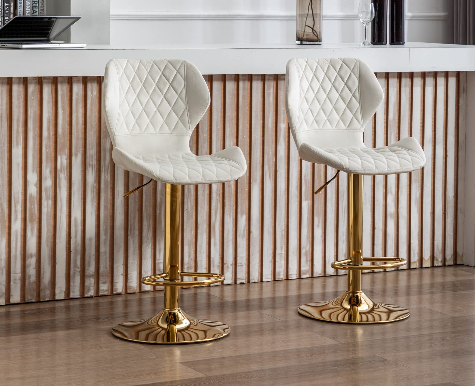 EALSON Adjustable Swivel Velvet Bar Kitchen Island Stools Set of 2