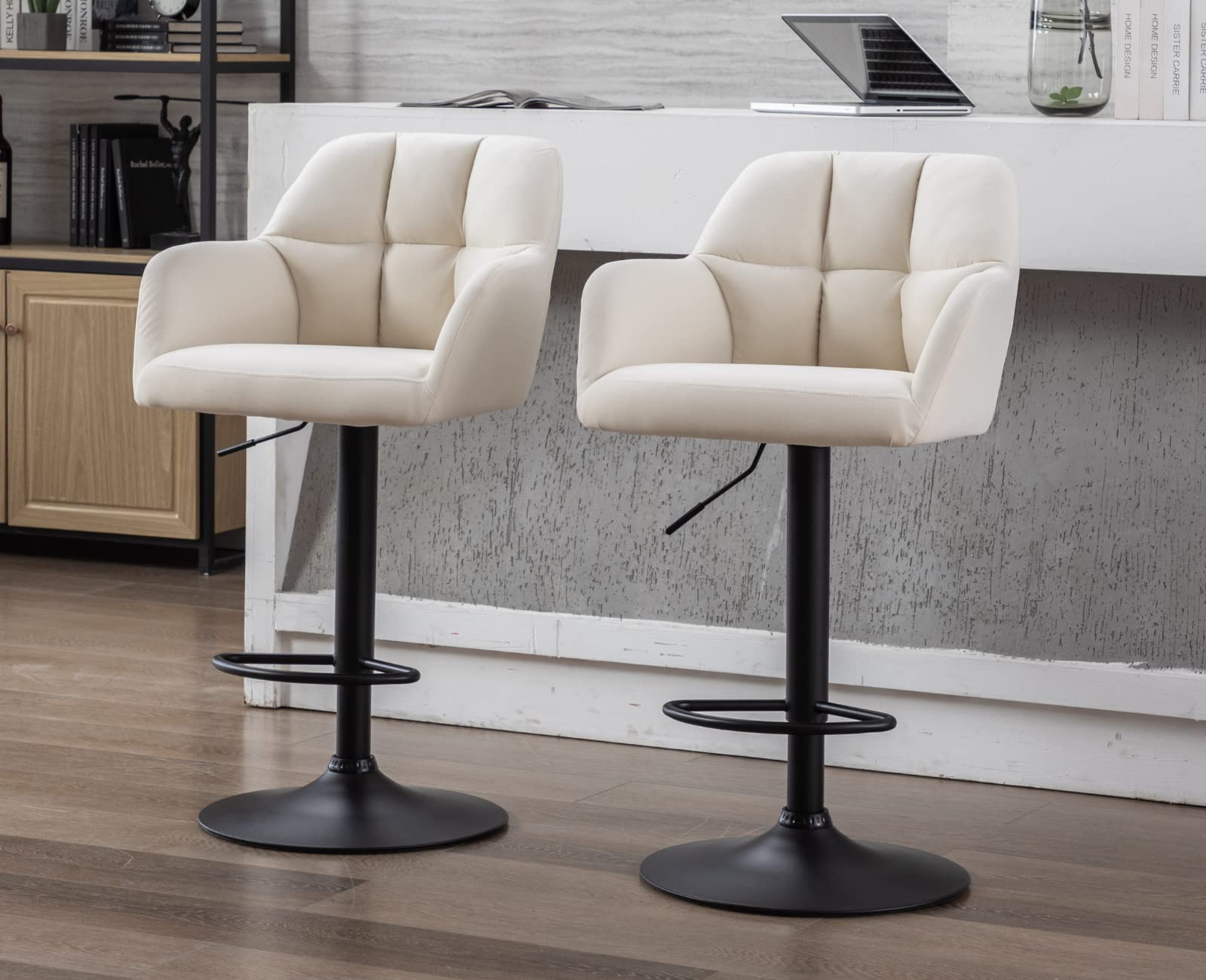 EALSON Modern Leather Velvet Swivel Bar Stools Set of 2 - 5117