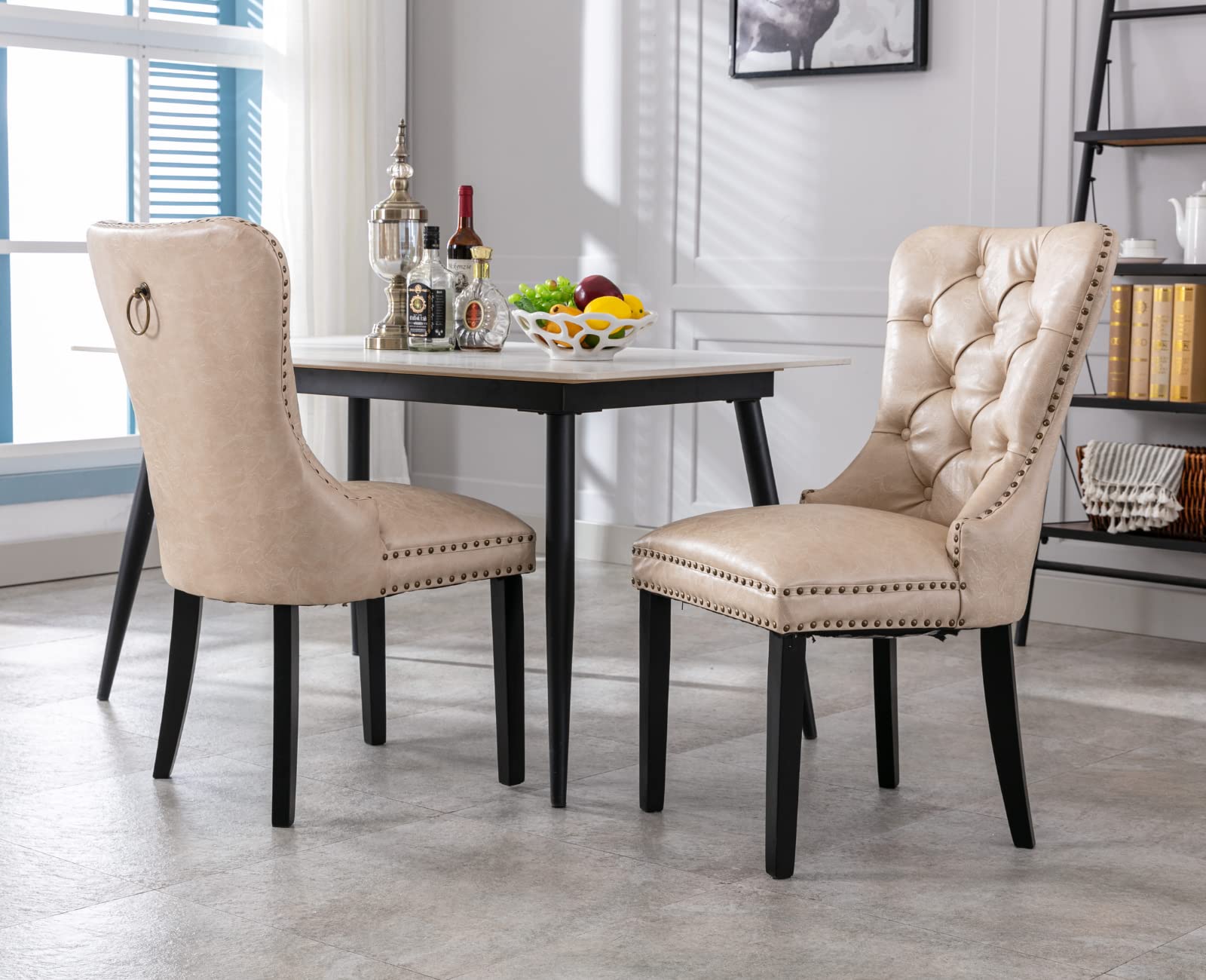 EALSON Modern Tufted Upholstered Leather Dining Chairs Set of 2 - 1029