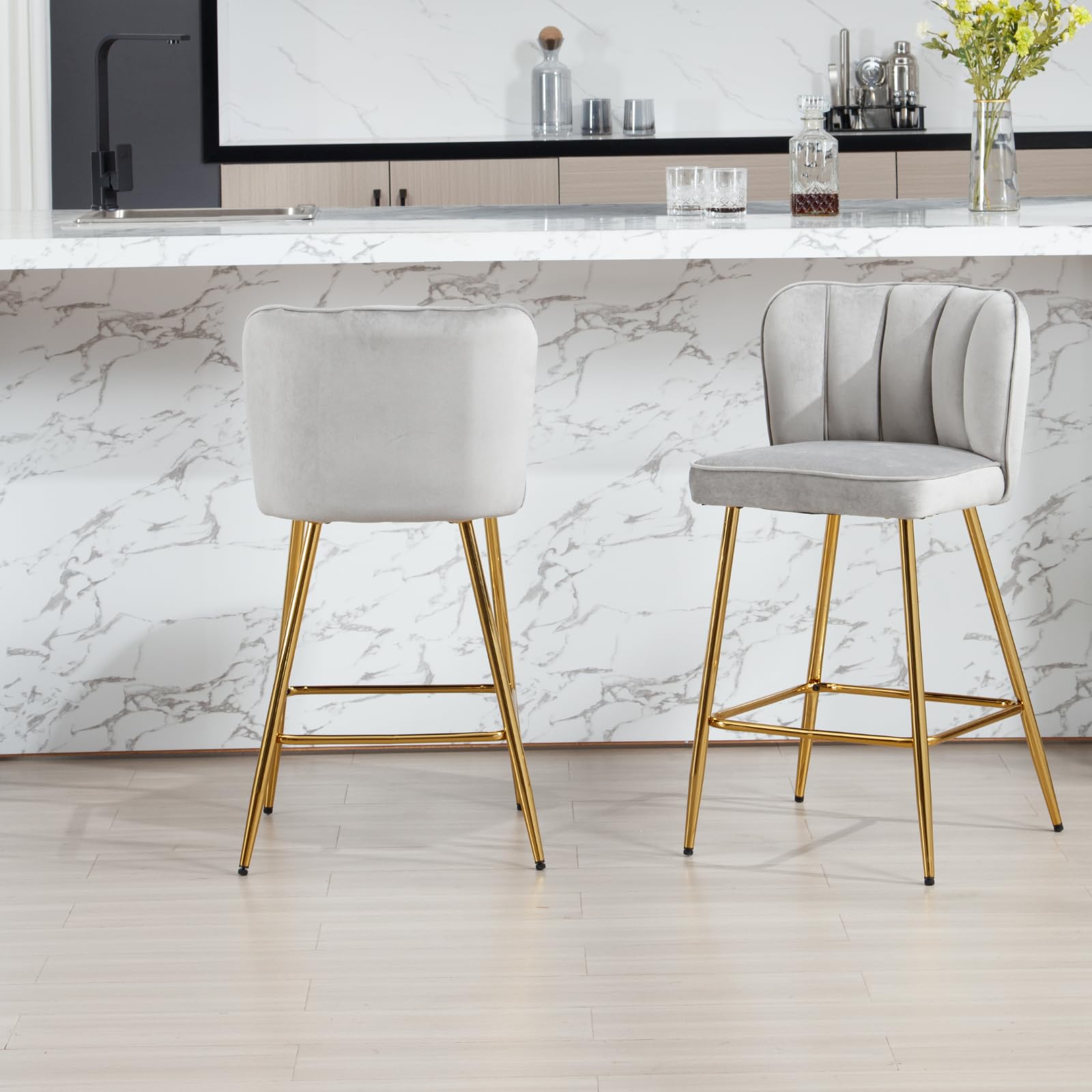 VESCASA 26.75'' Counter Stools with Gold Legs Set of 2 - 1675