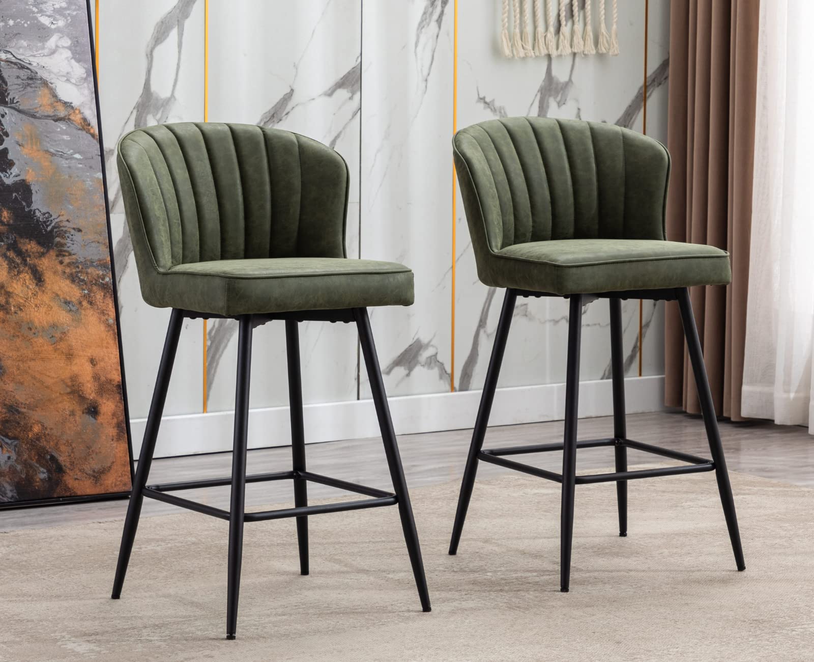 CIMOTA Modern Upholstered Counter Height Bar Stools Set of 2 - 8684