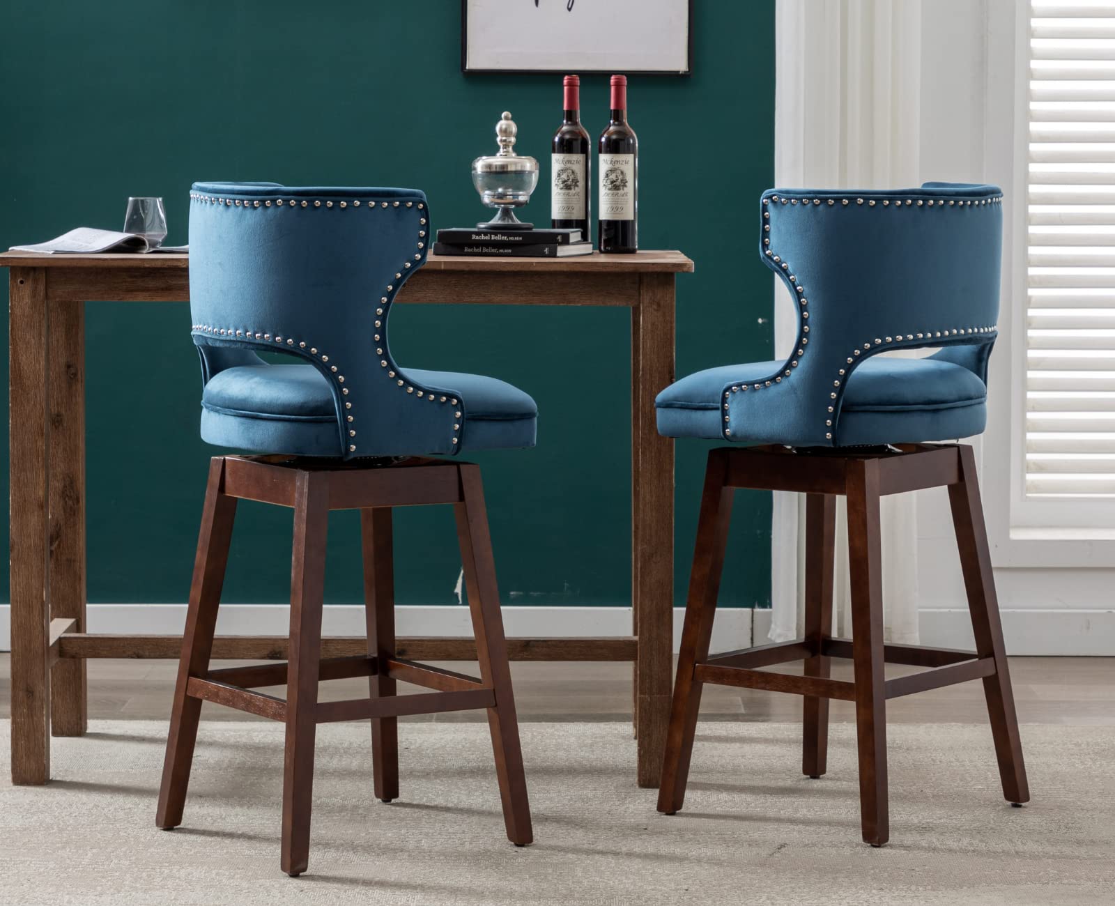 EALSON Modern  Swivel Upholstered Leather Bar Stools with Back Set of 2 - X118