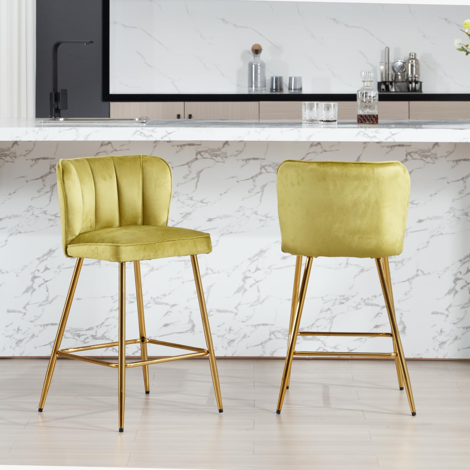 VESCASA 26.75'' Counter Stools with Gold Legs Set of 2 - 1675