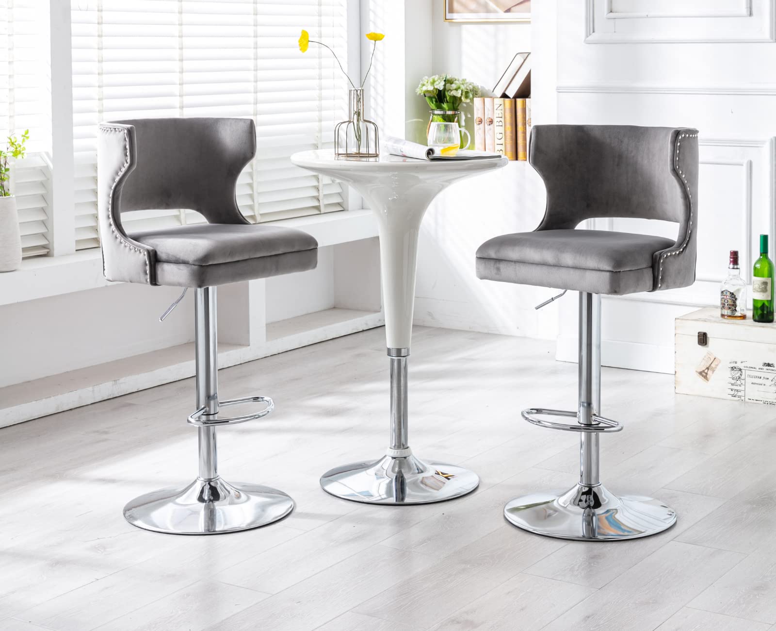 EALSON Modern  Swivel Upholstered Leather Bar Stools with Back Set of 2 - X118