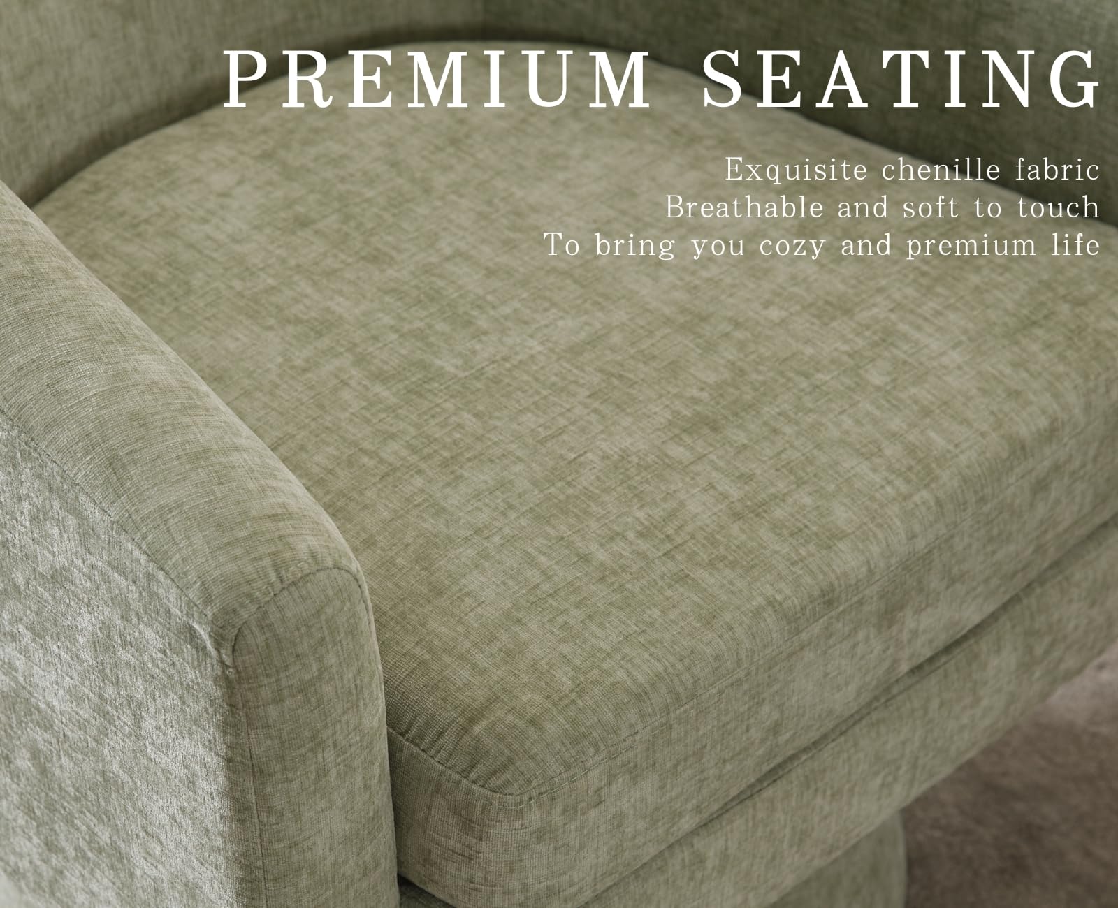 ROCITY Barrel Arm Chenille Fabric Swivel Accent Chair 3057