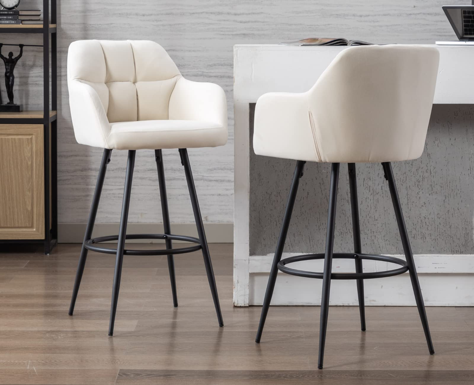 EALSON Modern Leather Velvet Swivel Bar Stools Set of 2 - 5117