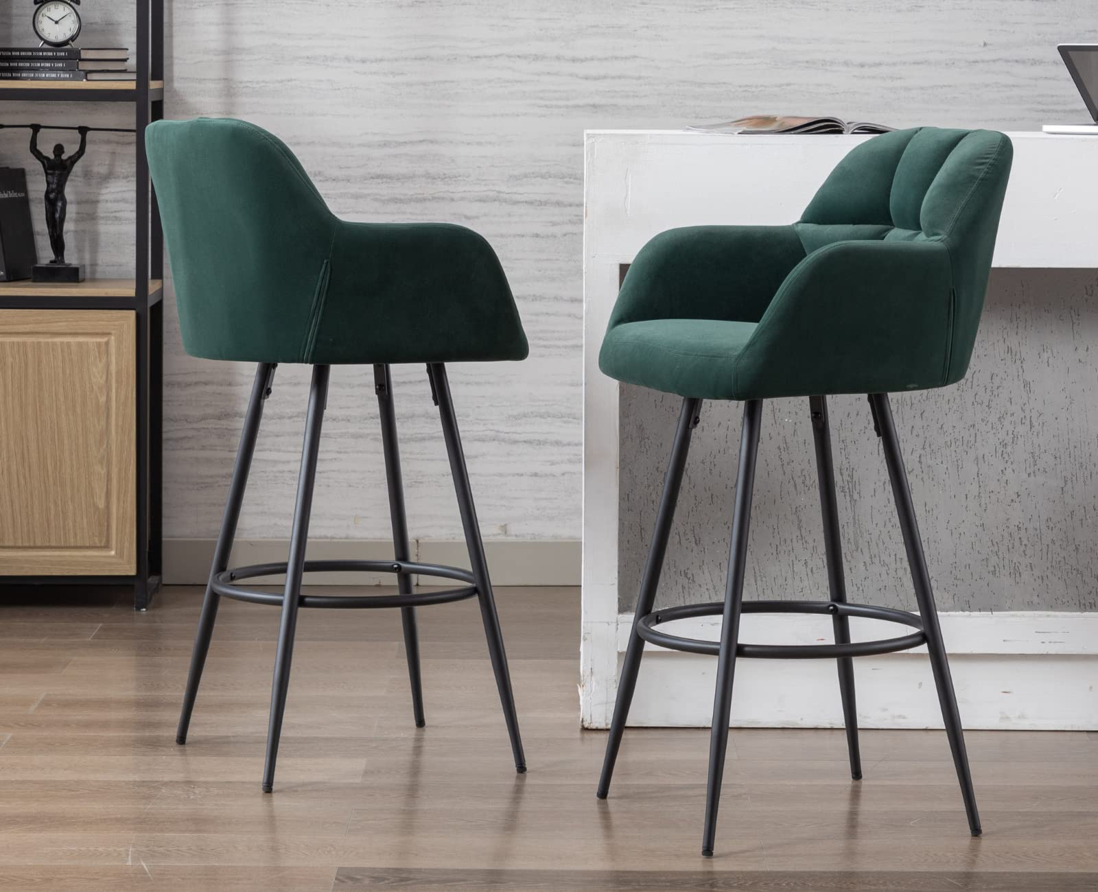 EALSON Modern Leather Velvet Swivel Bar Stools Set of 2 - 5117