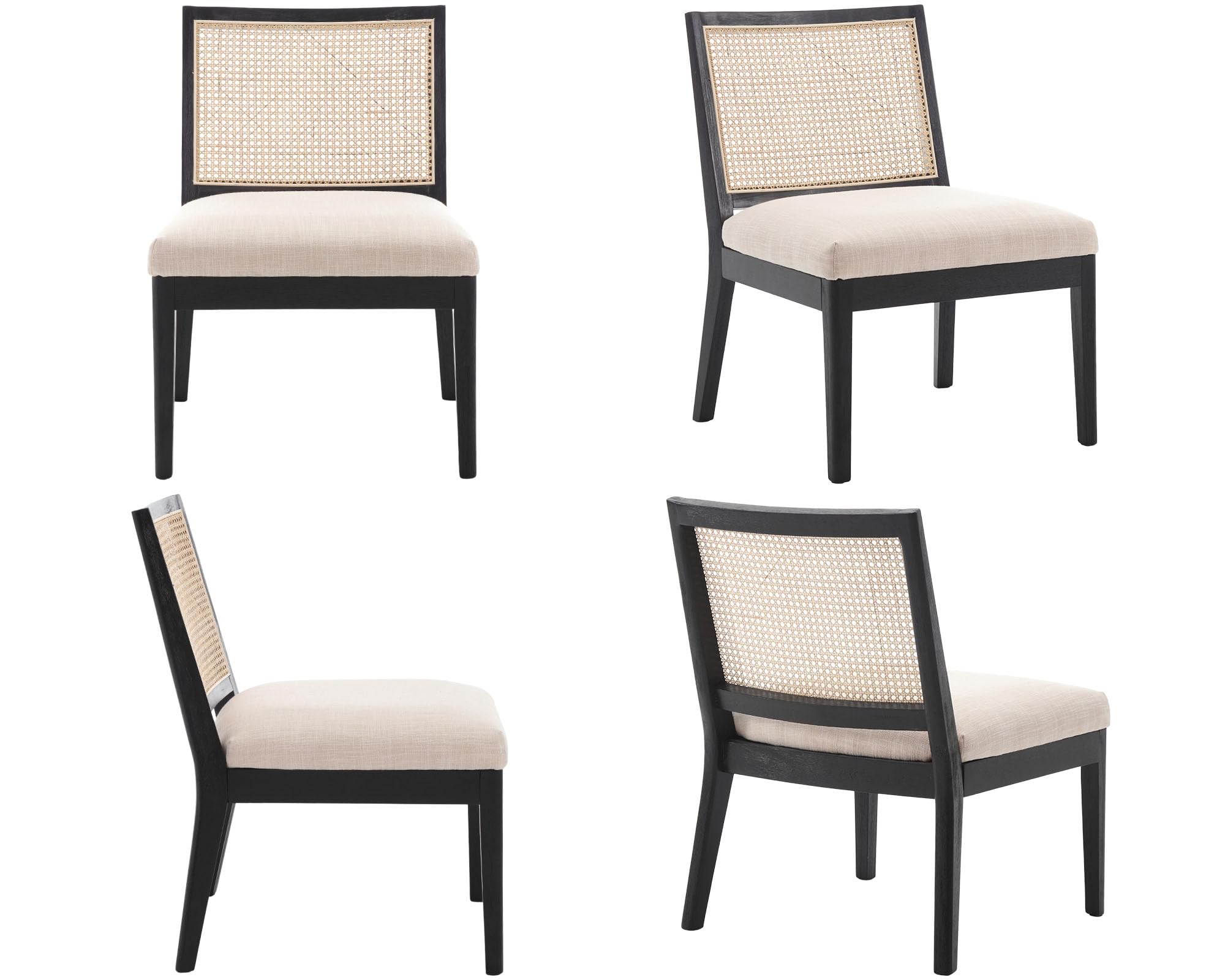 CIMOTA Square Rattan Back Upholstered Accent Armless Chairs 1 PCS - 3898