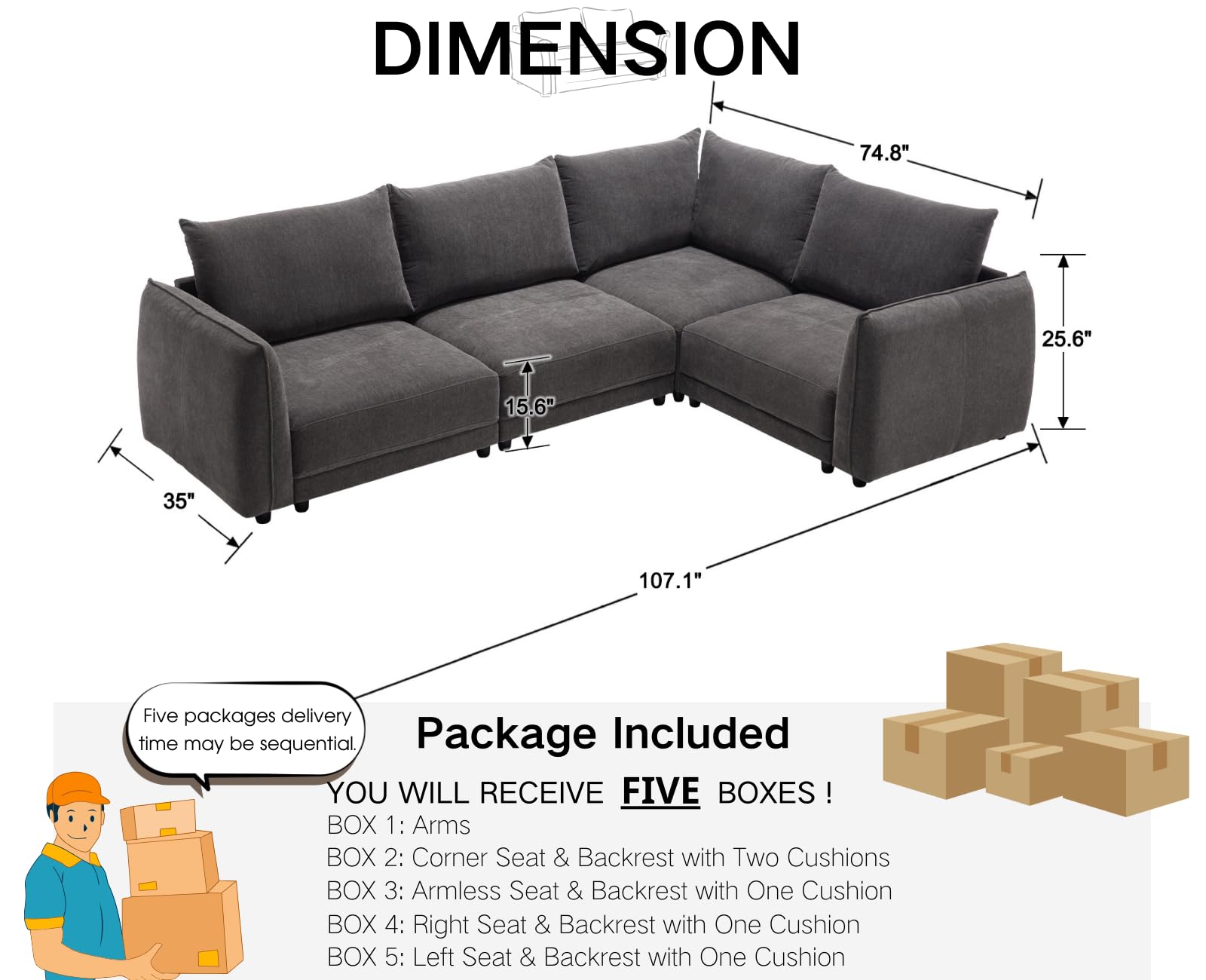 CIMOTA Oversized Cloud Modular Sectional Sofa