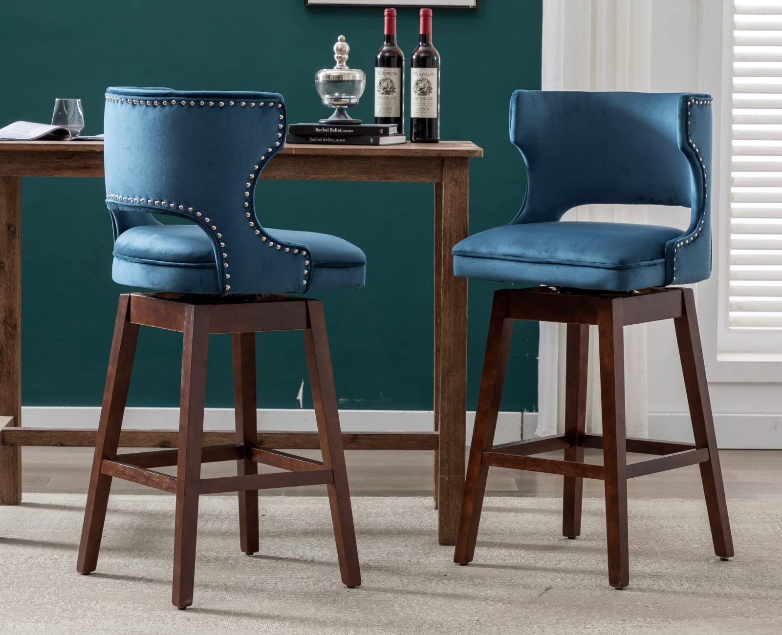 EALSON Modern  Swivel Upholstered Leather Bar Stools with Back Set of 2 - X118