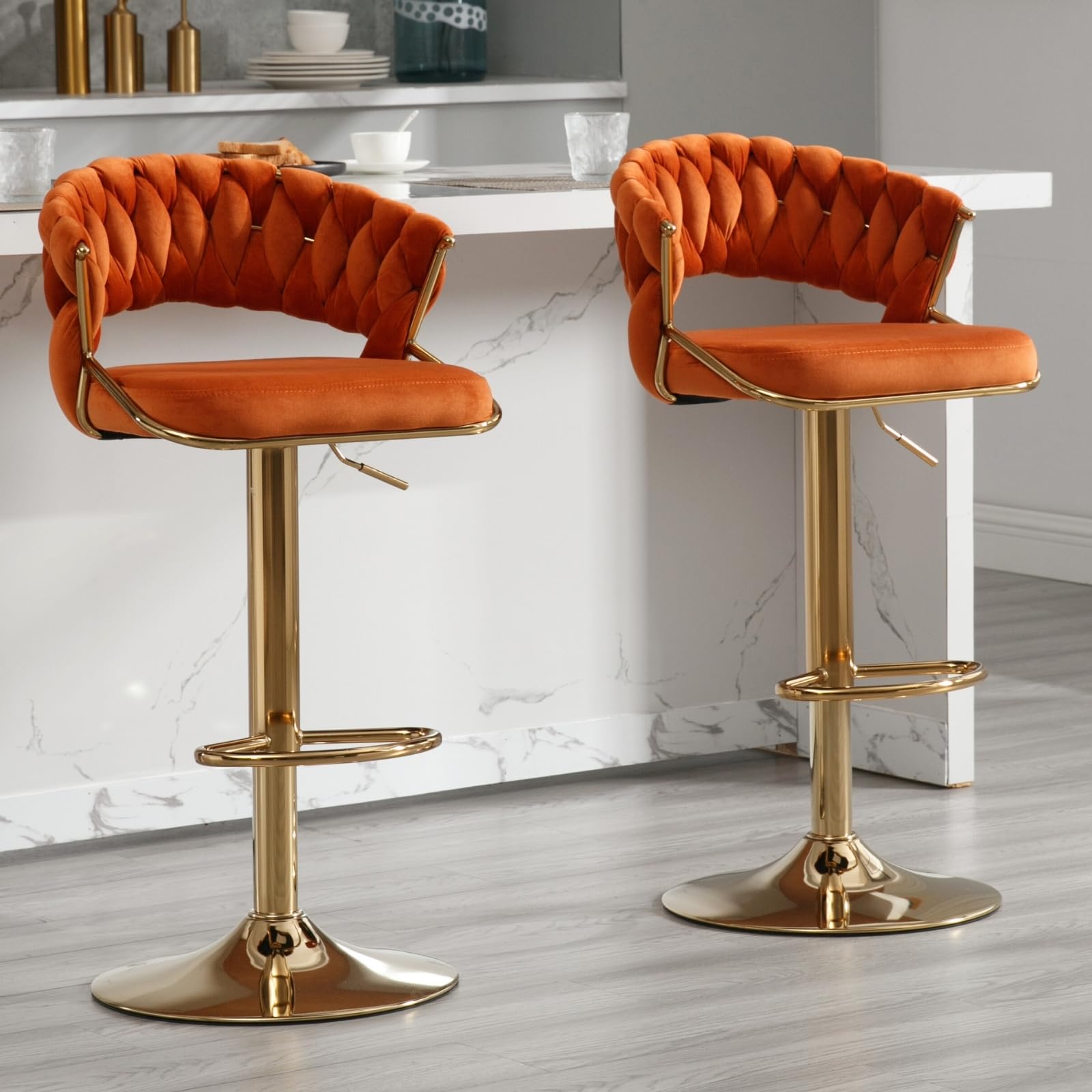 CHICAURA Woven Swivel Bar Stools Set of 2 - 1560AB