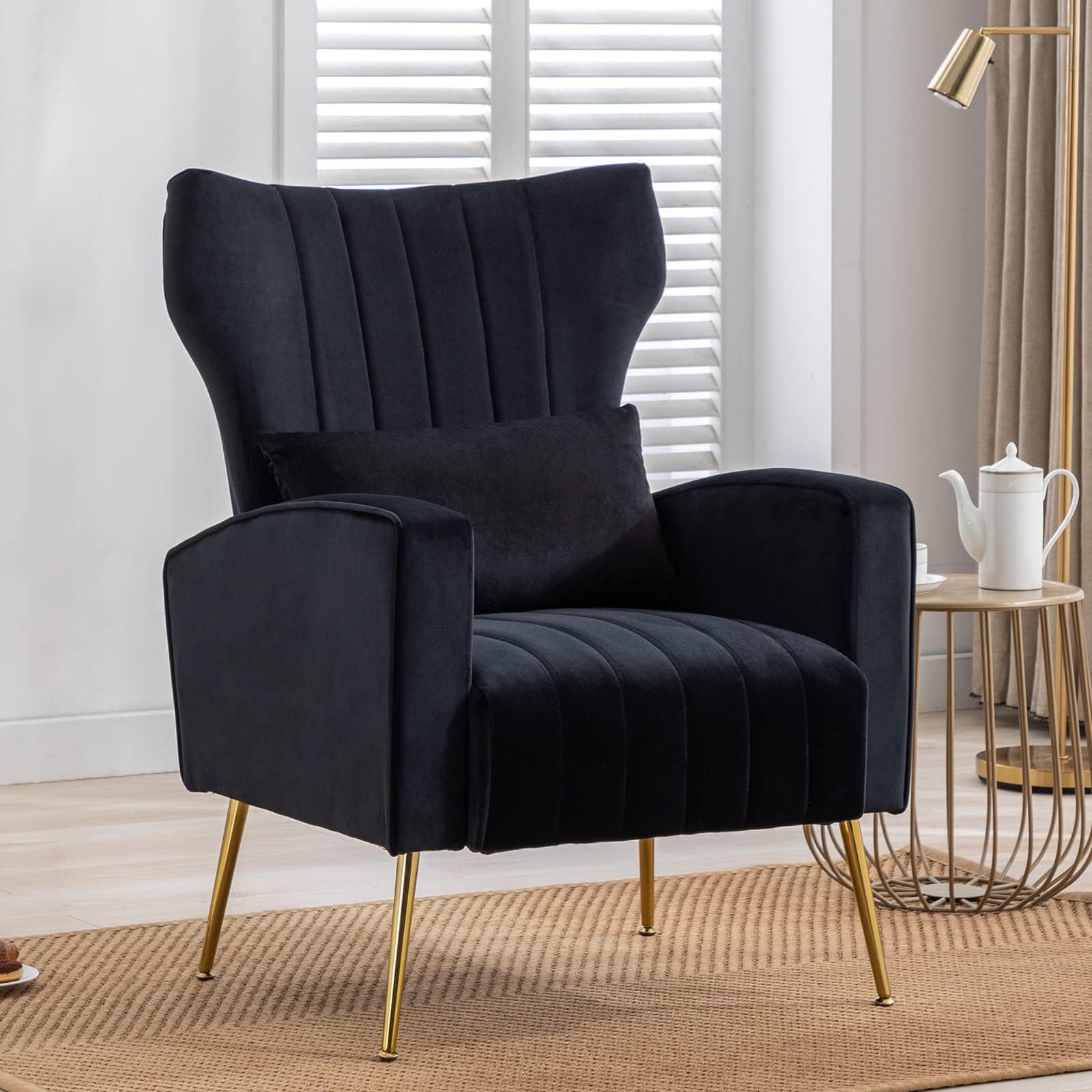 Janoray Modern Wingback Velvet Accent Armchair Set of 2