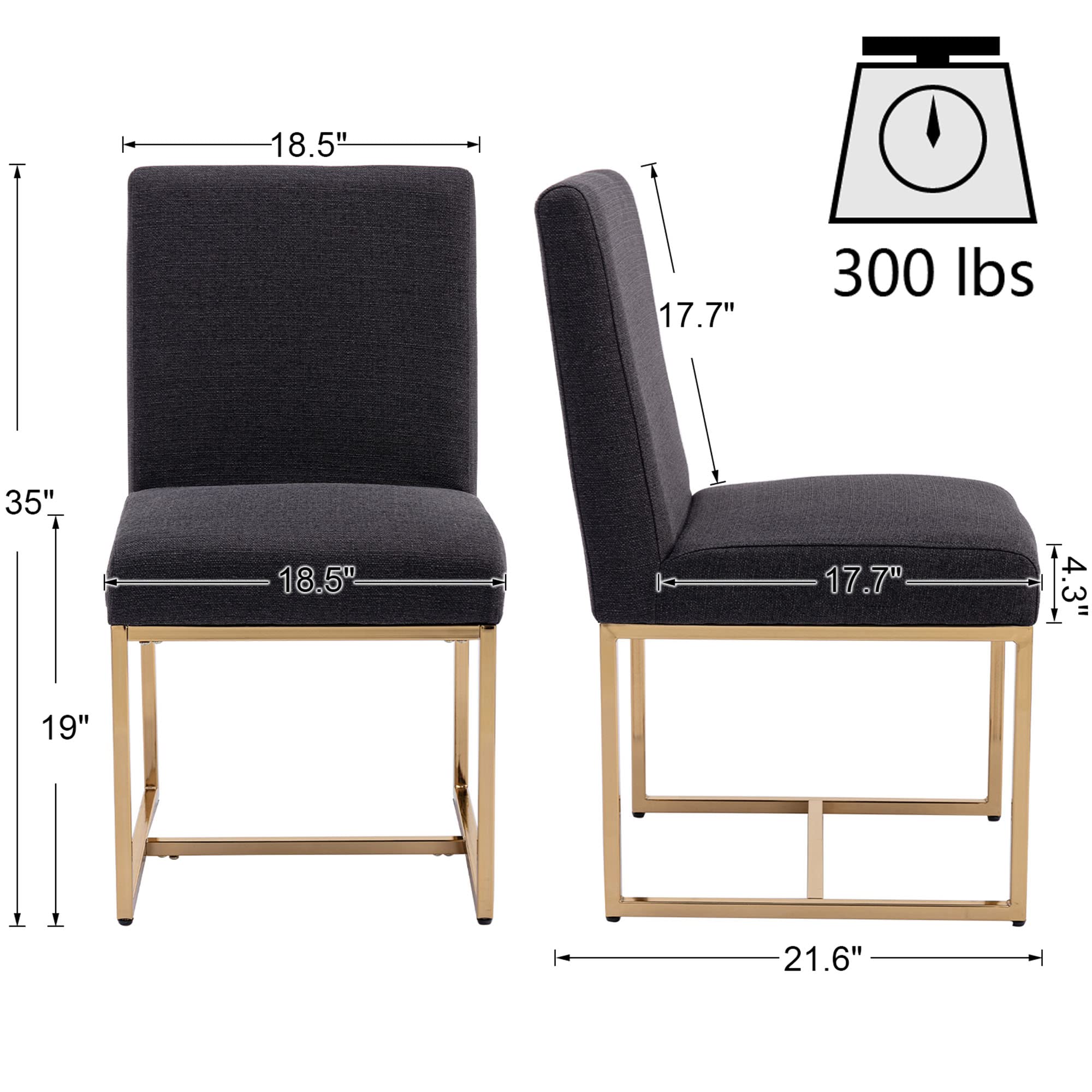 VESCASA Mid Century Modern Upholstered Dining Chairs Set of 2 - 1488