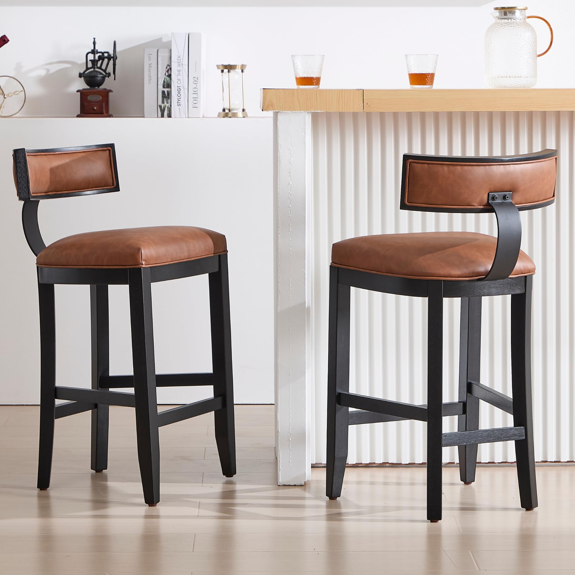 Janoray 26" PU Leather Upholstered Counter Stools Set of 2