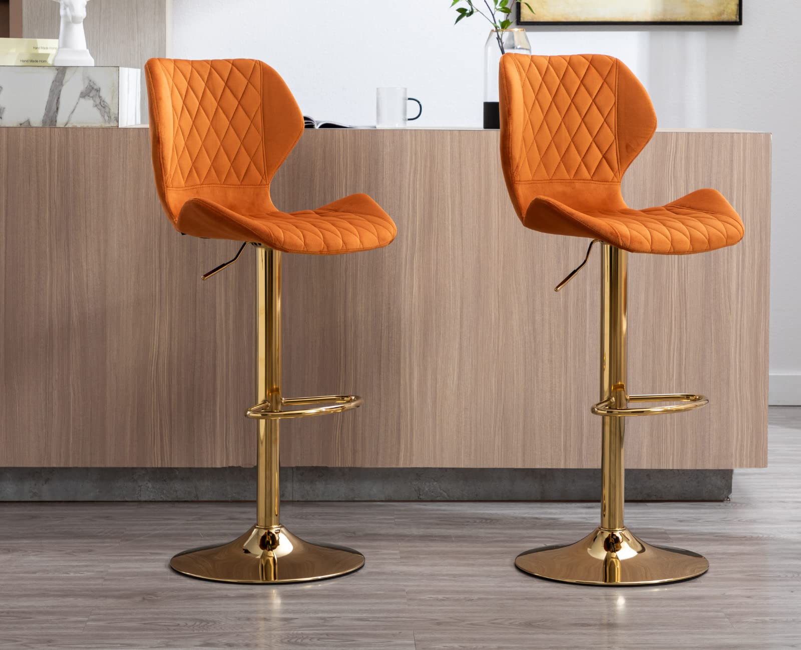 EALSON Adjustable Swivel Velvet Bar Kitchen Island Stools Set of 2