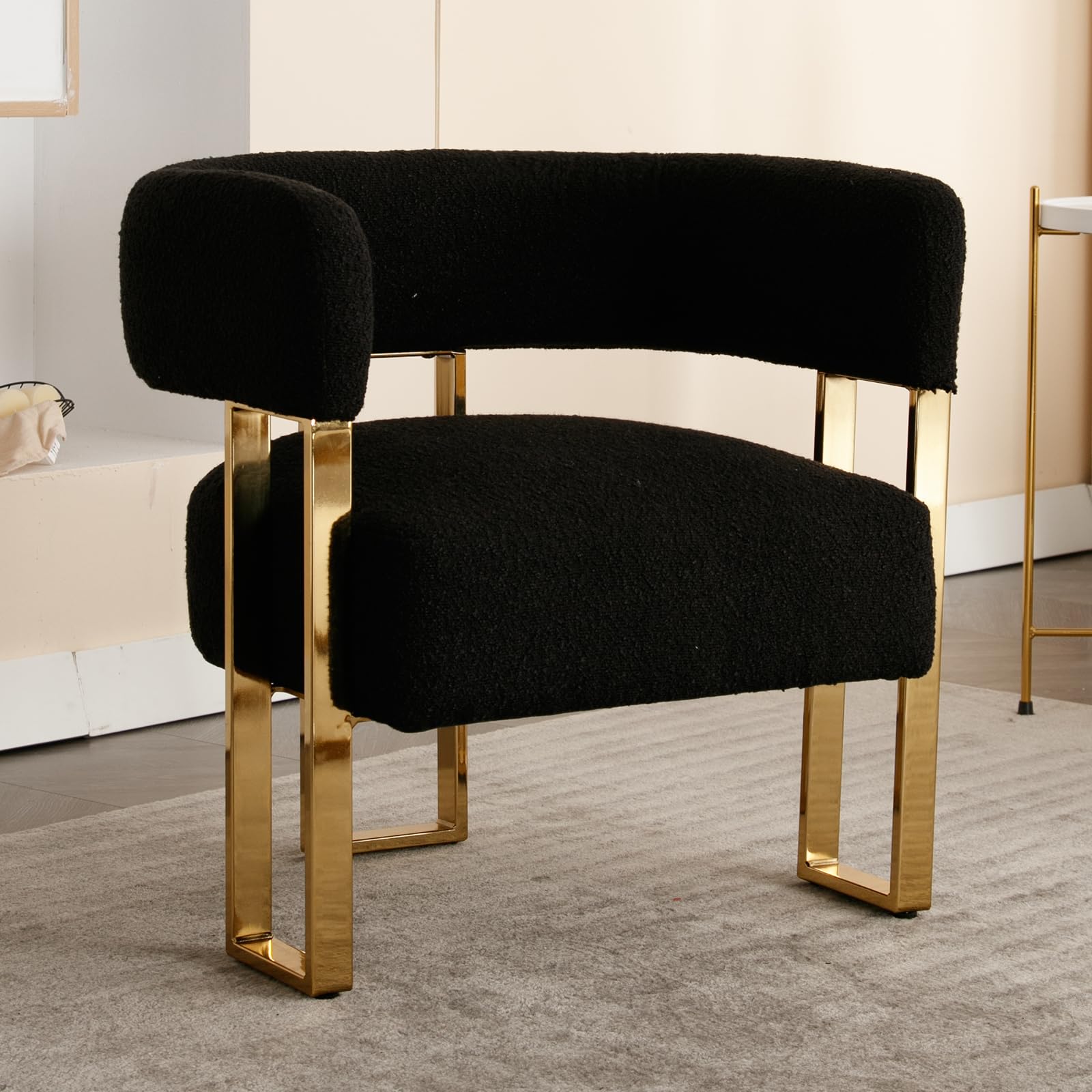 Janoray Modern Barrel Accent Chairs with Gold Metal Legs Set of 2