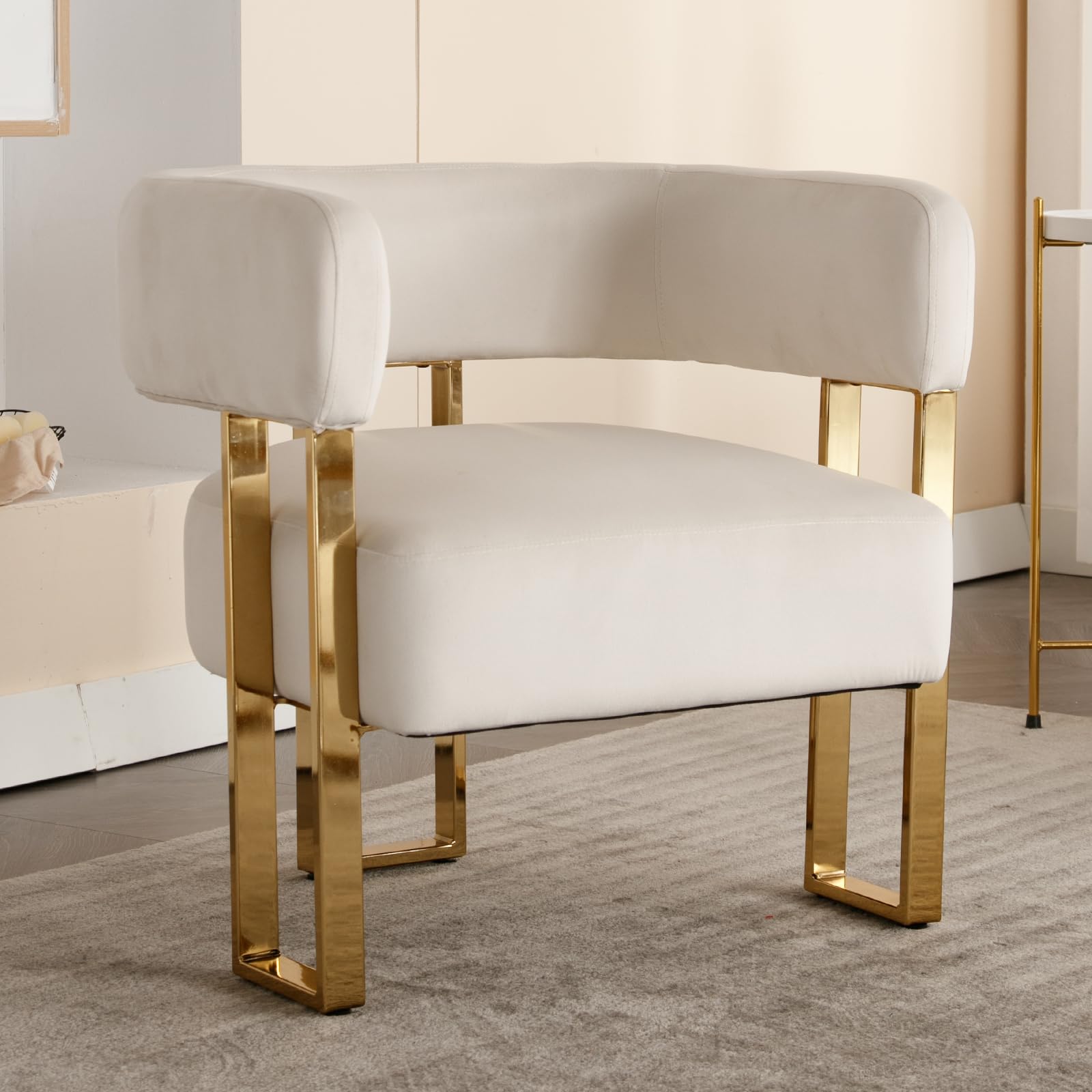 Janoray Modern Barrel Accent Chairs with Gold Metal Legs Set of 2