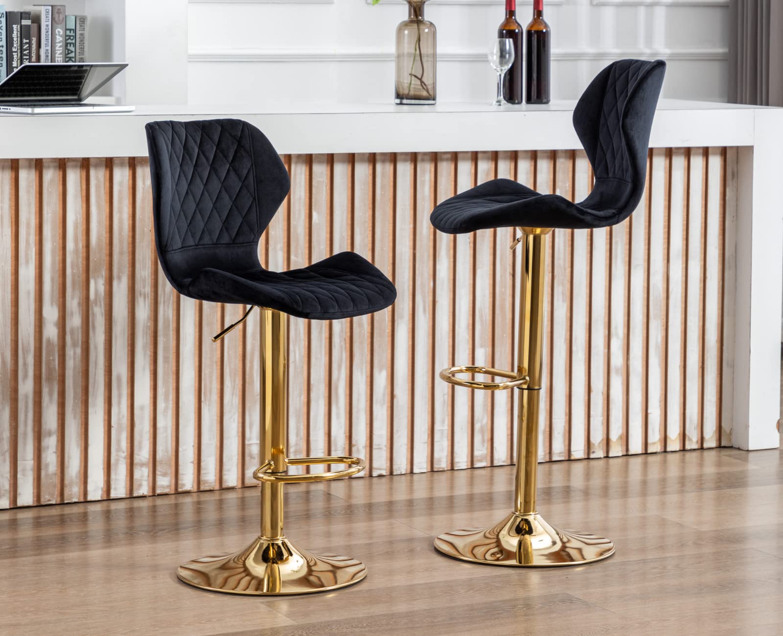 EALSON Adjustable Swivel Velvet Bar Kitchen Island Stools Set of 2