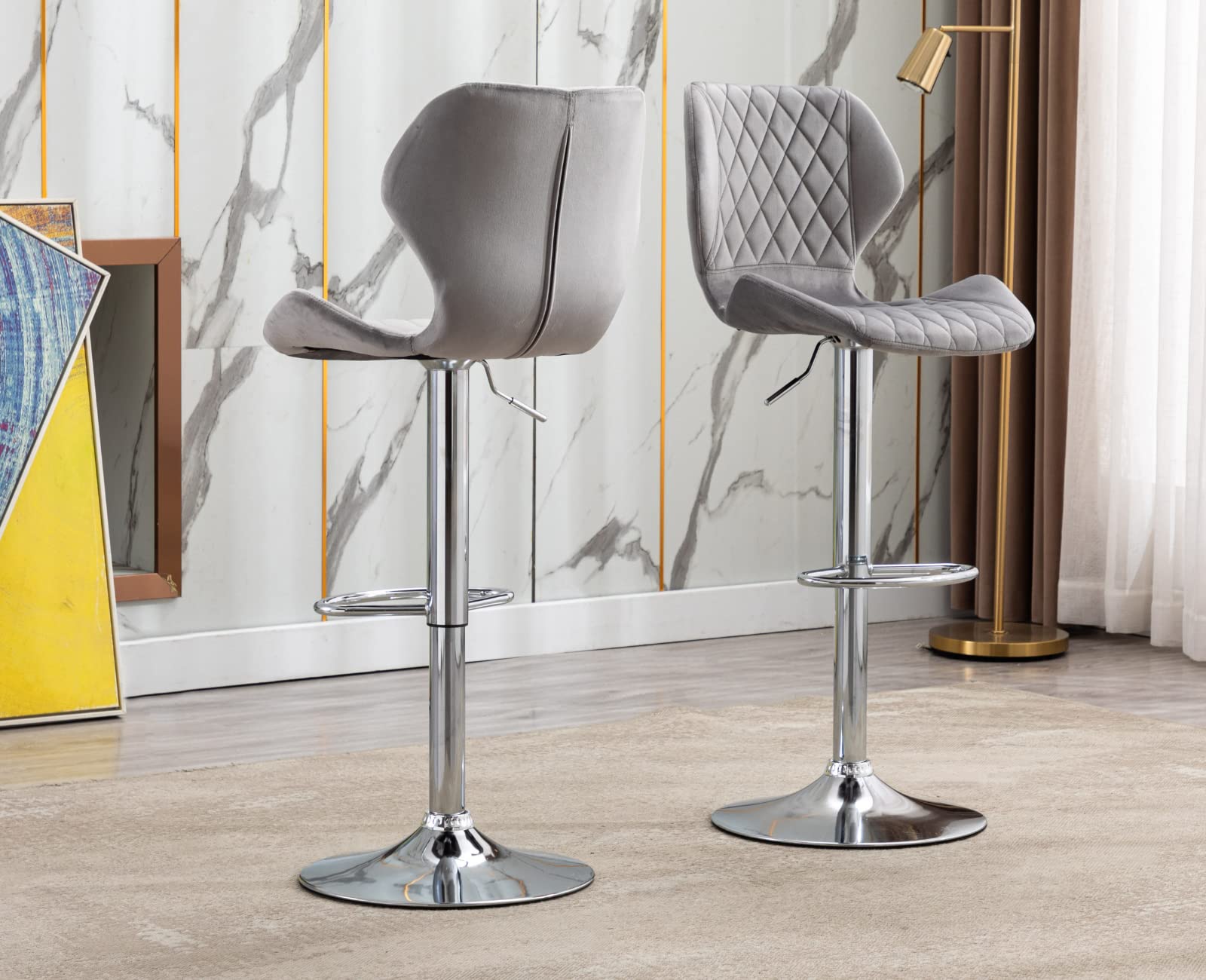 EALSON Adjustable Swivel Velvet Bar Kitchen Island Stools Set of 2