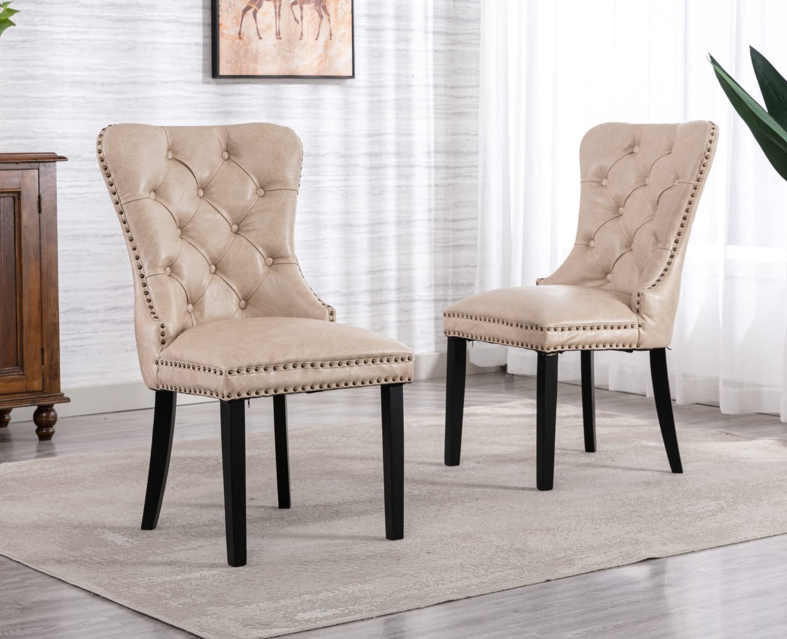 EALSON Modern Tufted Upholstered Leather Dining Chairs Set of 2 - 1029