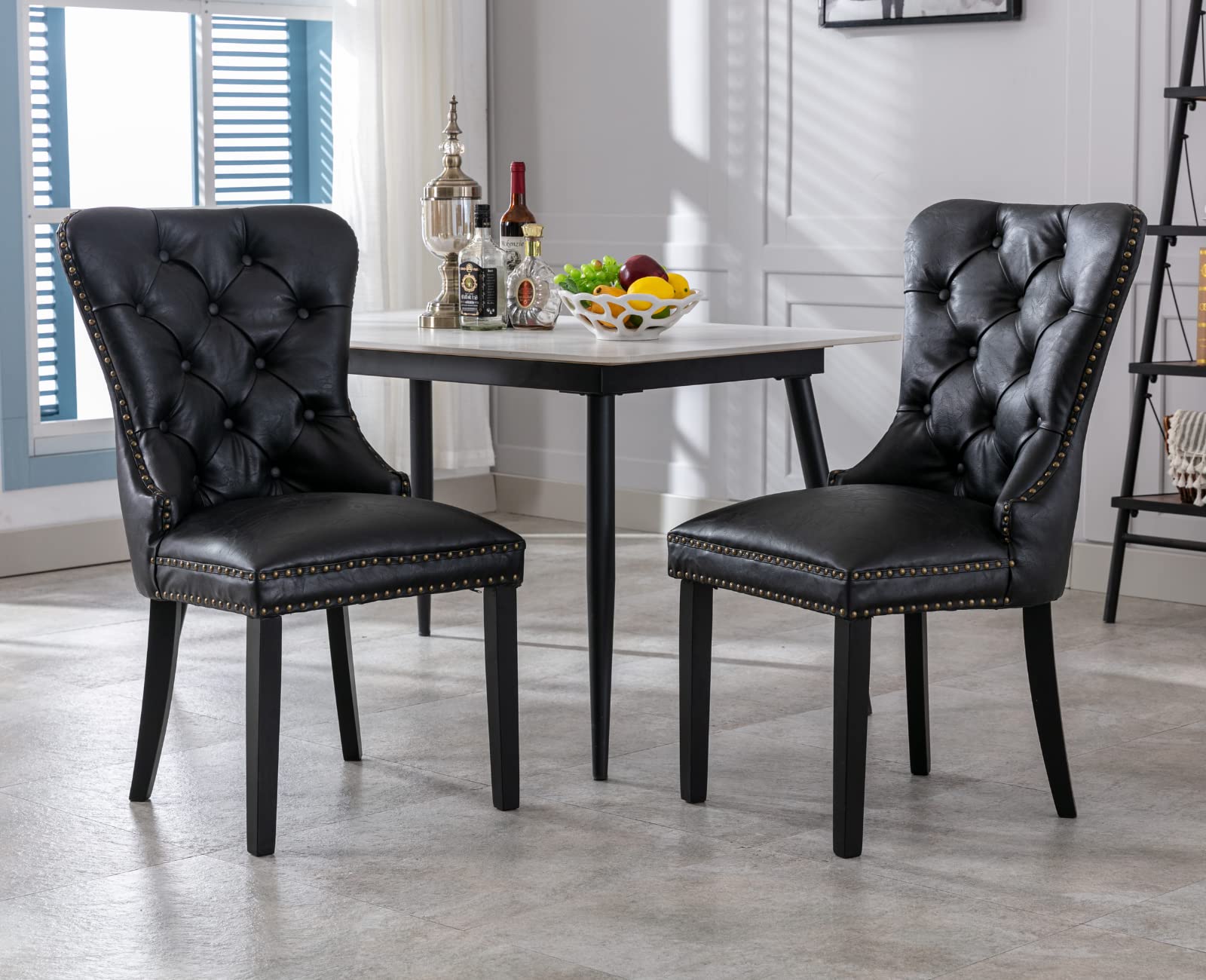 EALSON Modern Tufted Upholstered Leather Dining Chairs Set of 2 - 1029