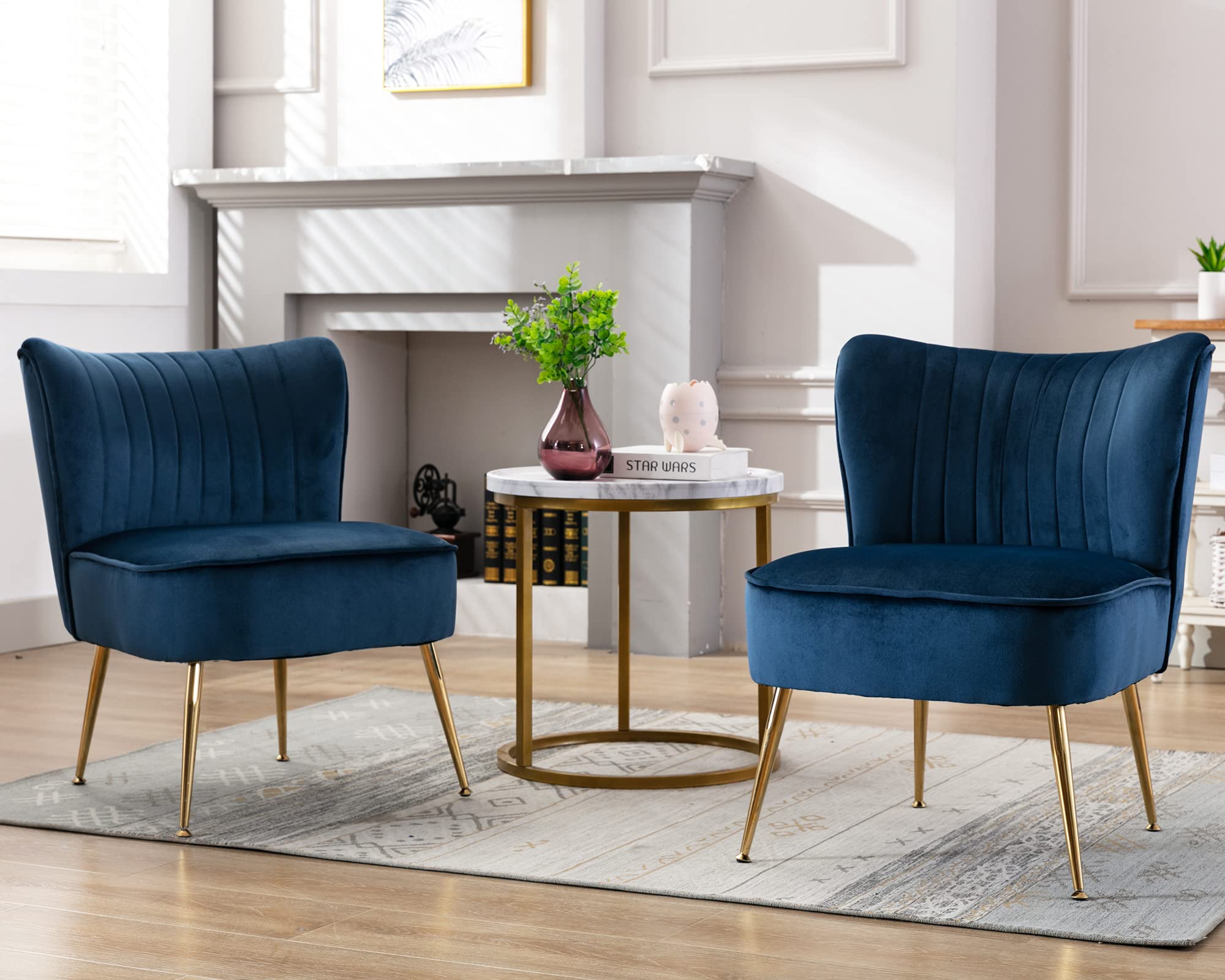 Janoray Mid Century Velvet Armless Accent Chair Set of 2