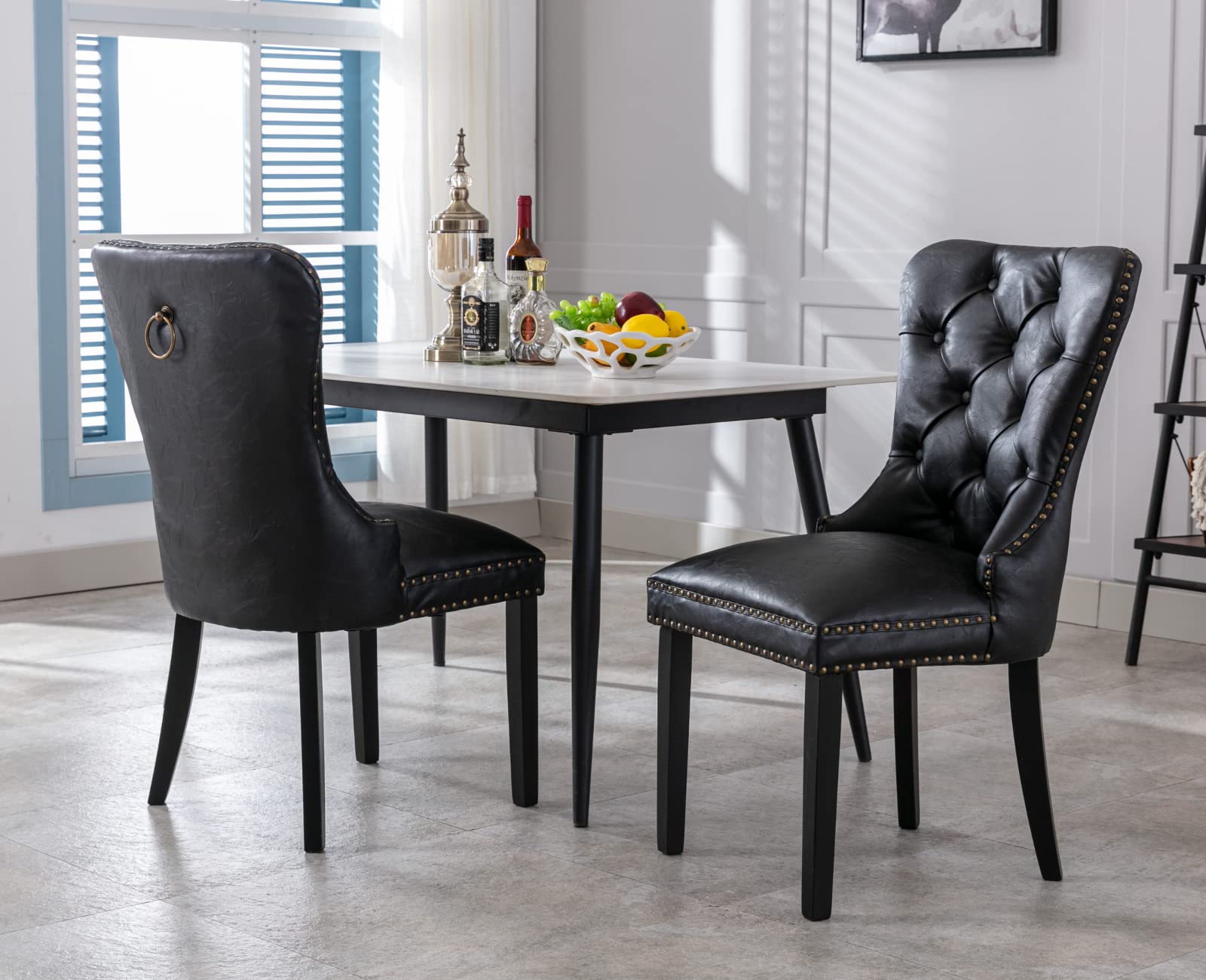 EALSON Modern Tufted Upholstered Leather Dining Chairs Set of 2 - 1029