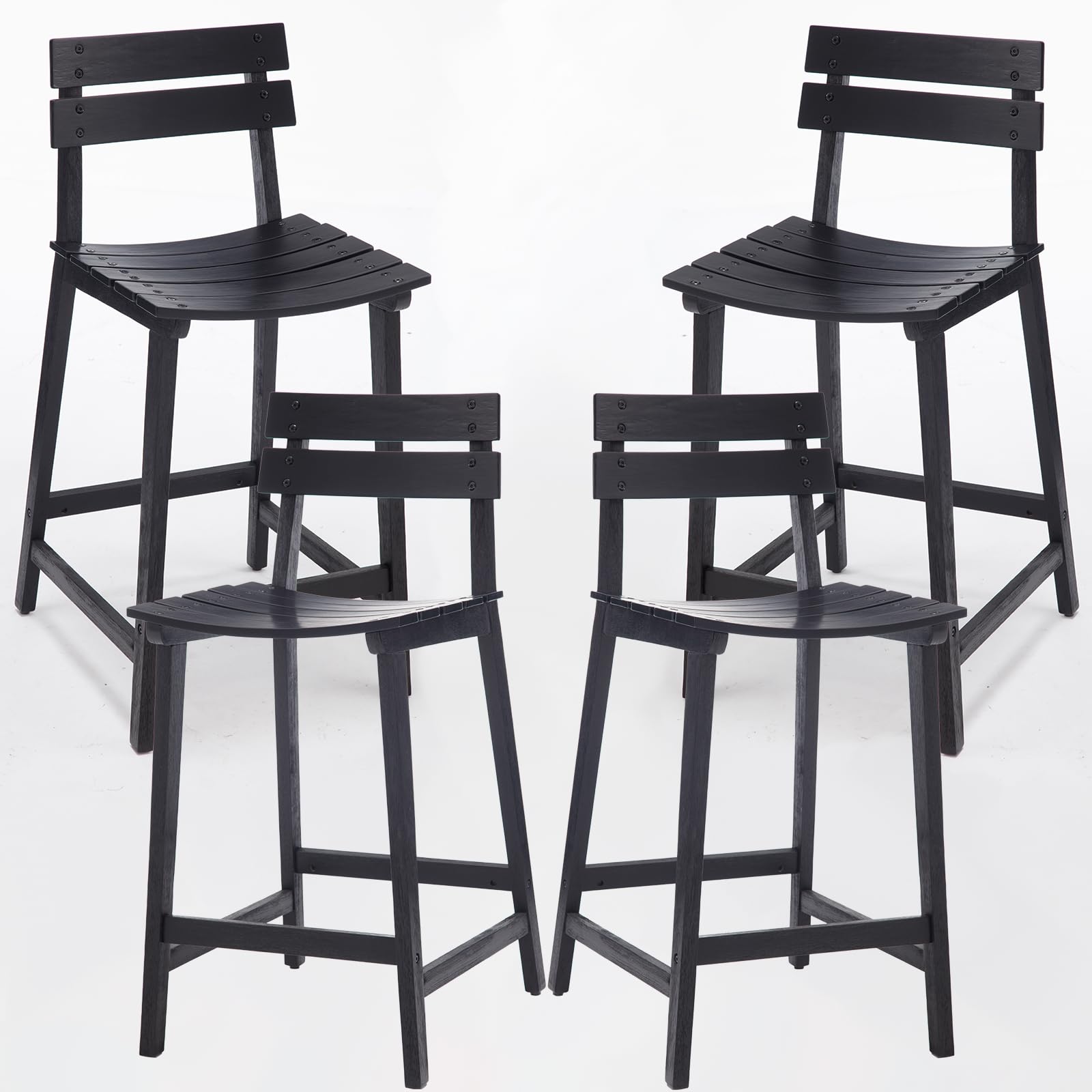 ZH4YOU 26" Wood Counter Stools Set of 2 - 7064