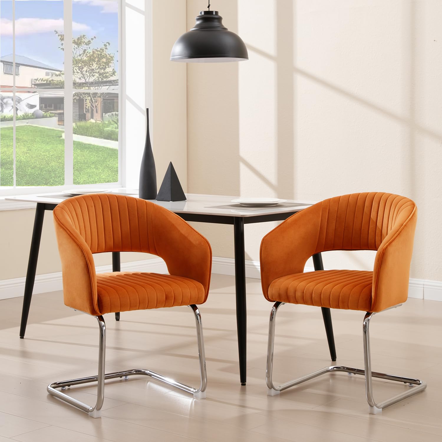 ZH4YOU Modern Stainless Chrome Base Accent Barrel Chair Set of 2 - 3116