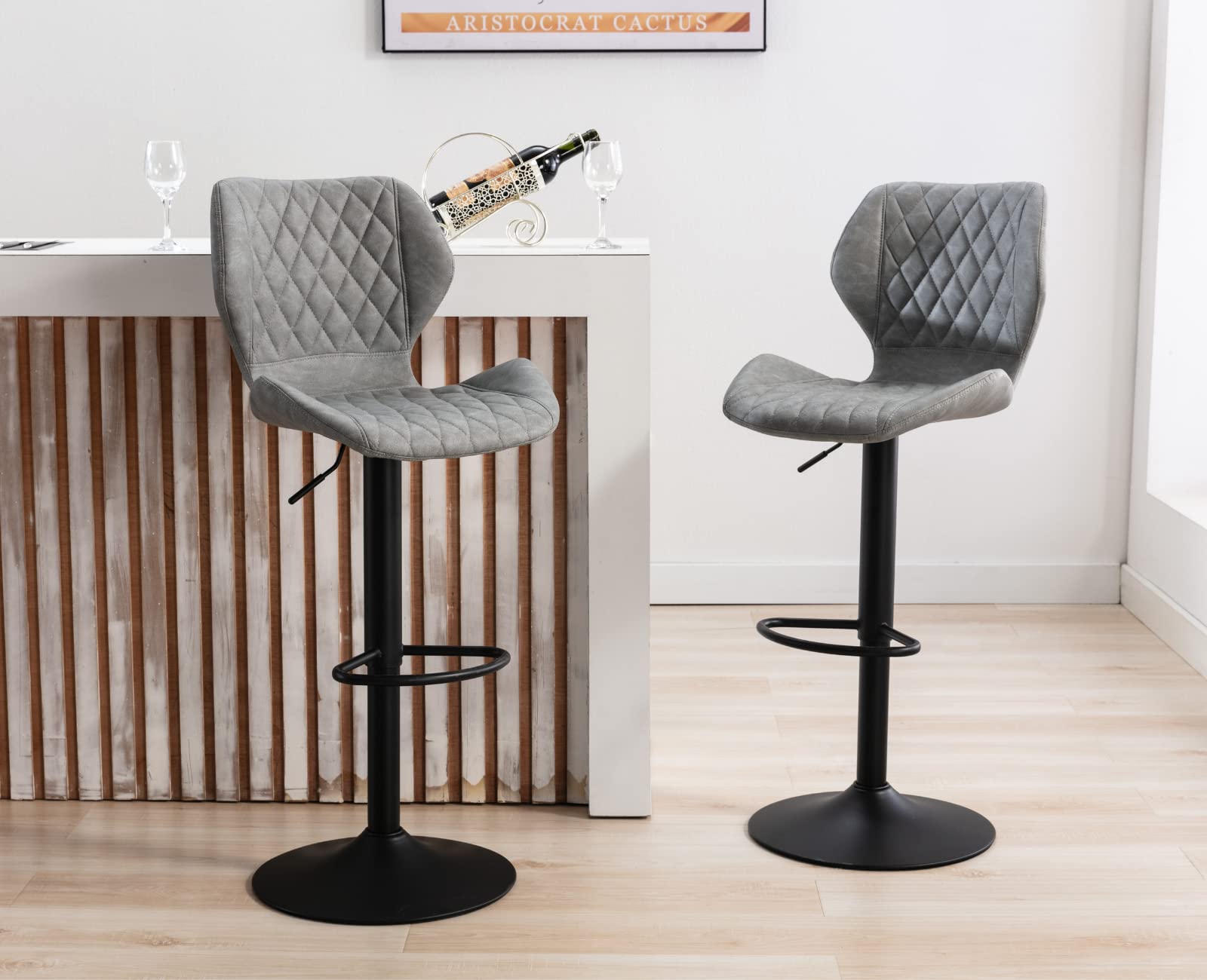 EALSON Adjustable Swivel Velvet Bar Kitchen Island Stools Set of 2