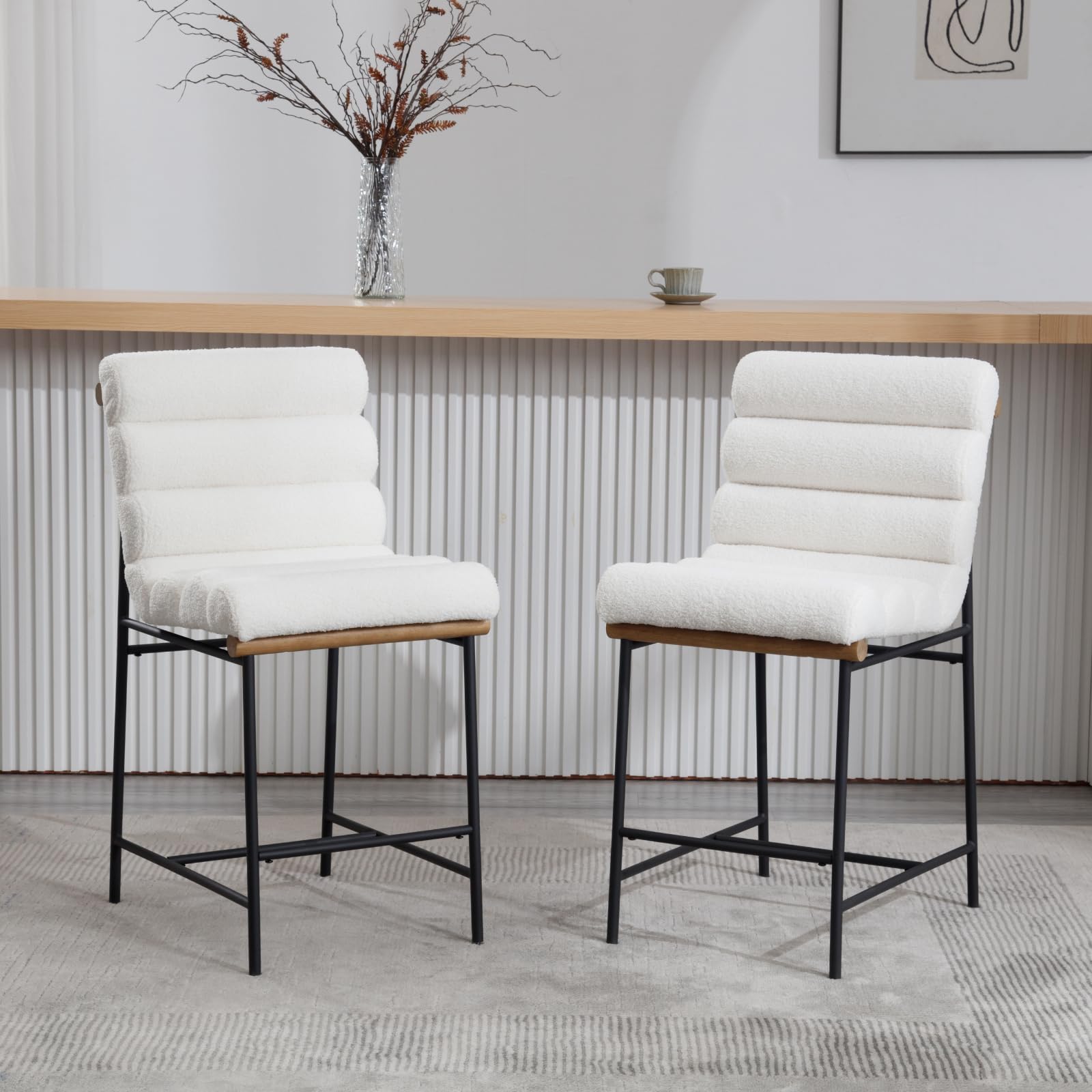 ROCITY Modern 25” Armless Upholstered Counter Stools Set of 2 - 5793