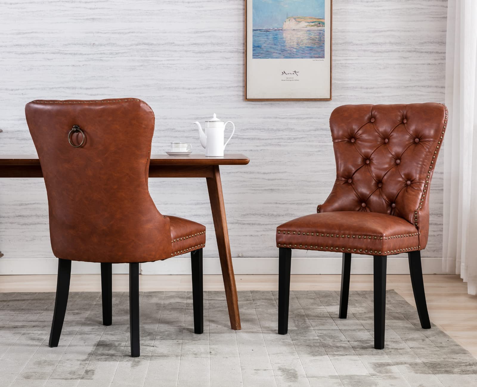 EALSON Modern Tufted Upholstered Leather Dining Chairs Set of 2 - 1029