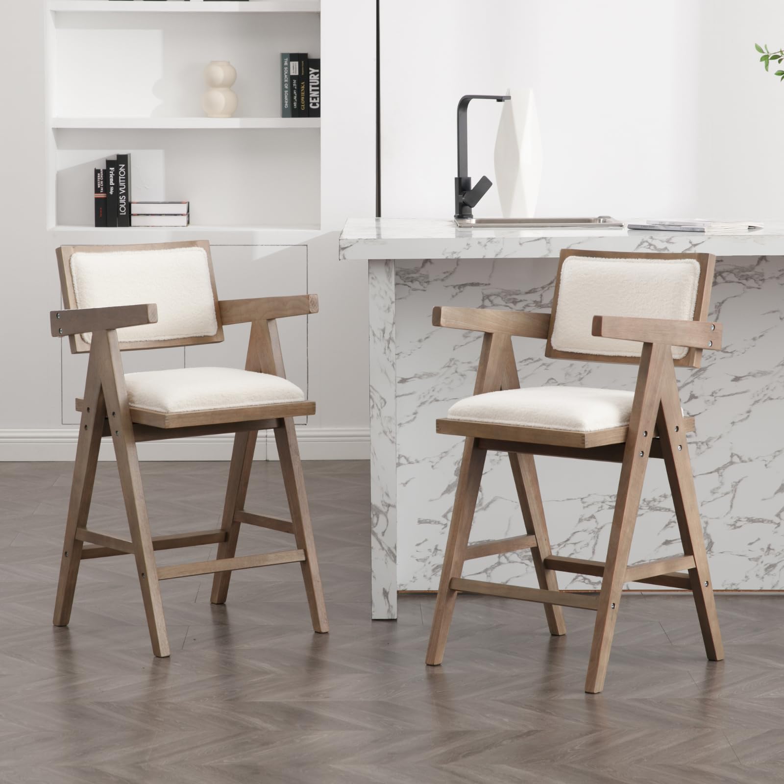 CIMOTA 26” Upholstered  Linen Counter Stools Set of 2 - 5804