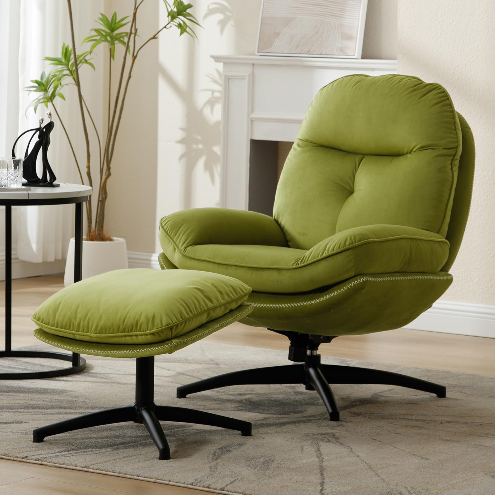 Janoray 360° Swivel Accent Chair with Ottoman Set