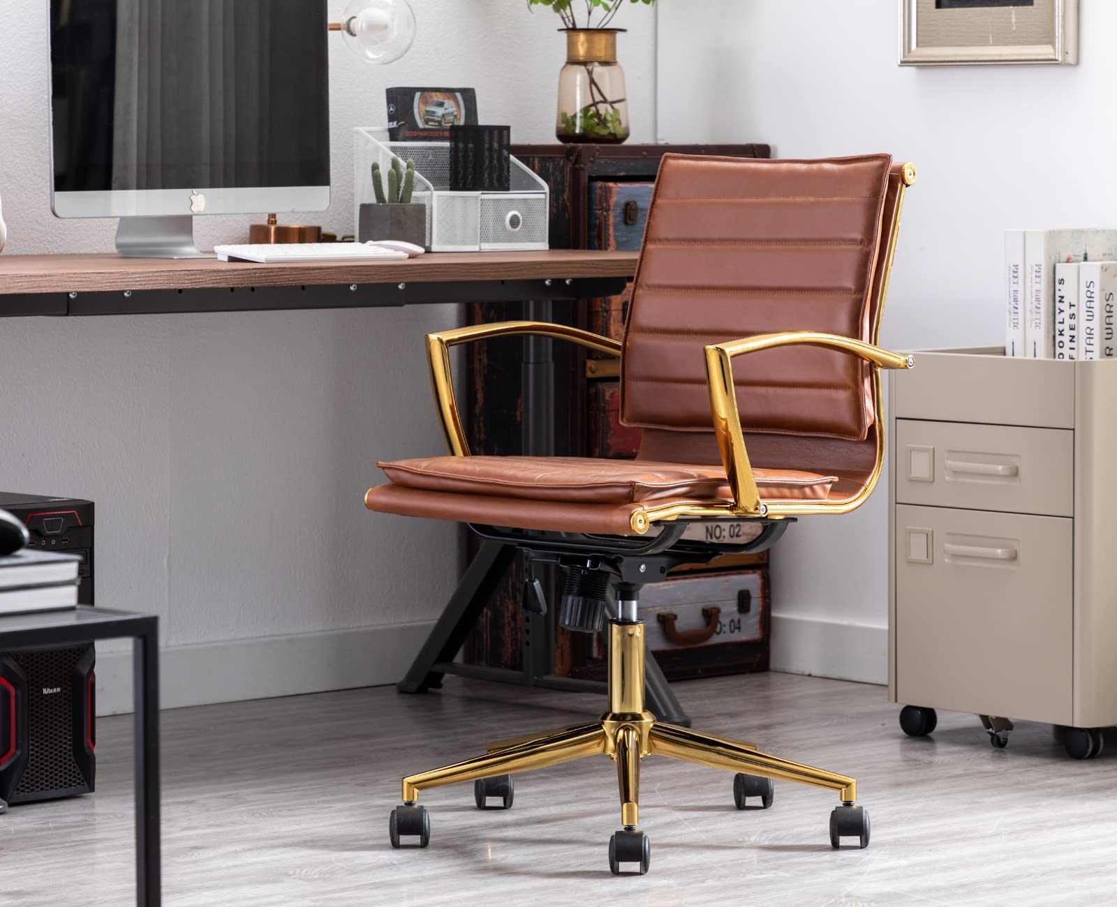 EALSON Modern Leather Desk Chair Ergonomic Office Chair with Wheels 1 Piece - X416