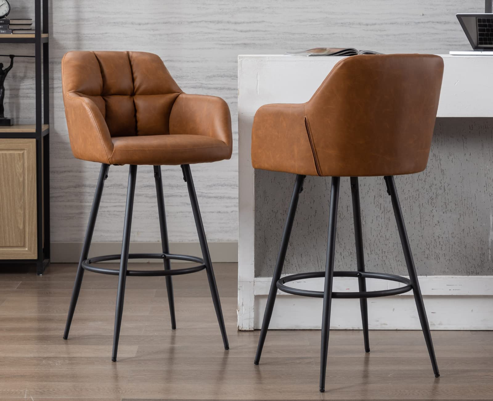 EALSON Modern Leather Velvet Swivel Bar Stools Set of 2 - 5117