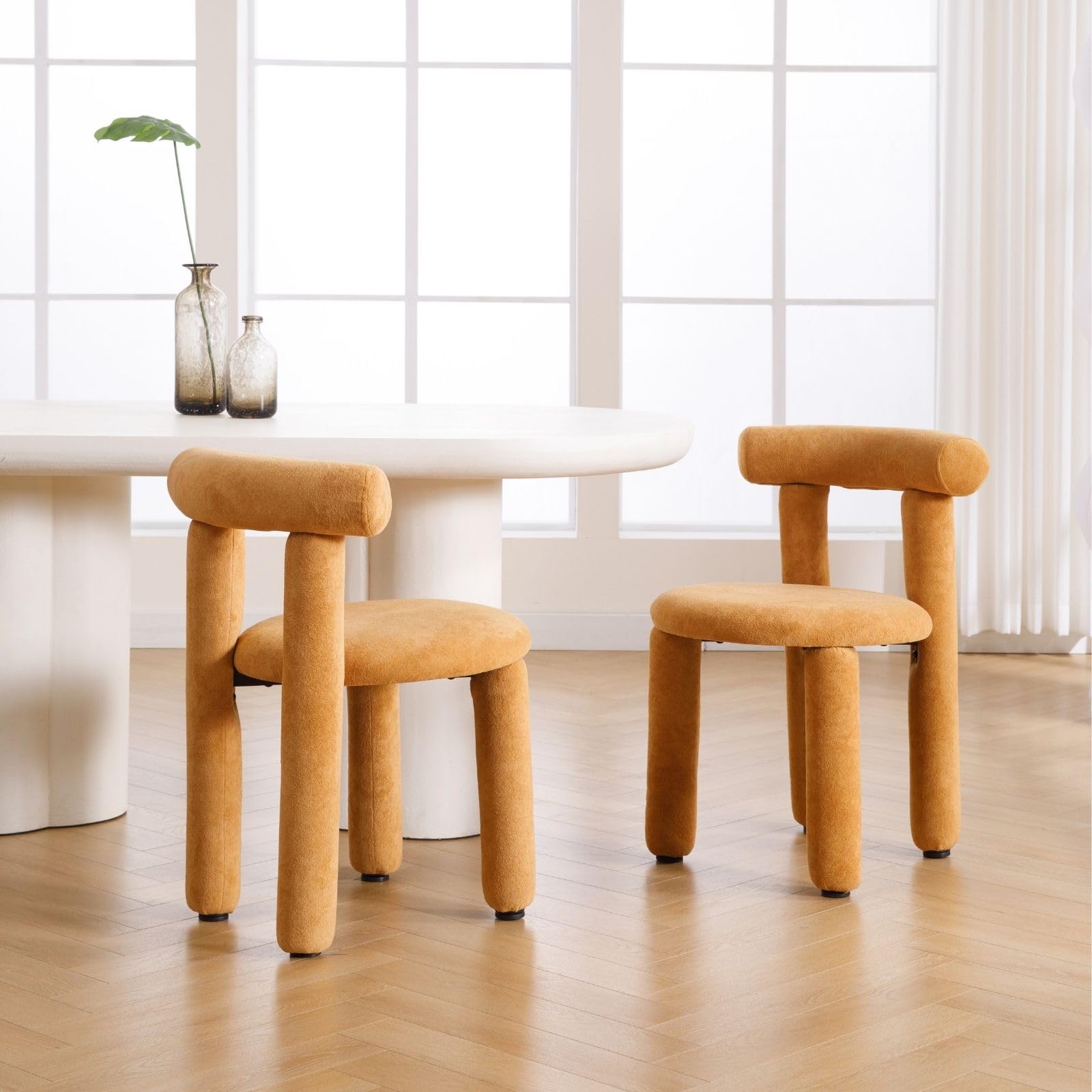 ROCITY Modern Sherpa Small Cute Dining Chairs Set of 2 - 3136