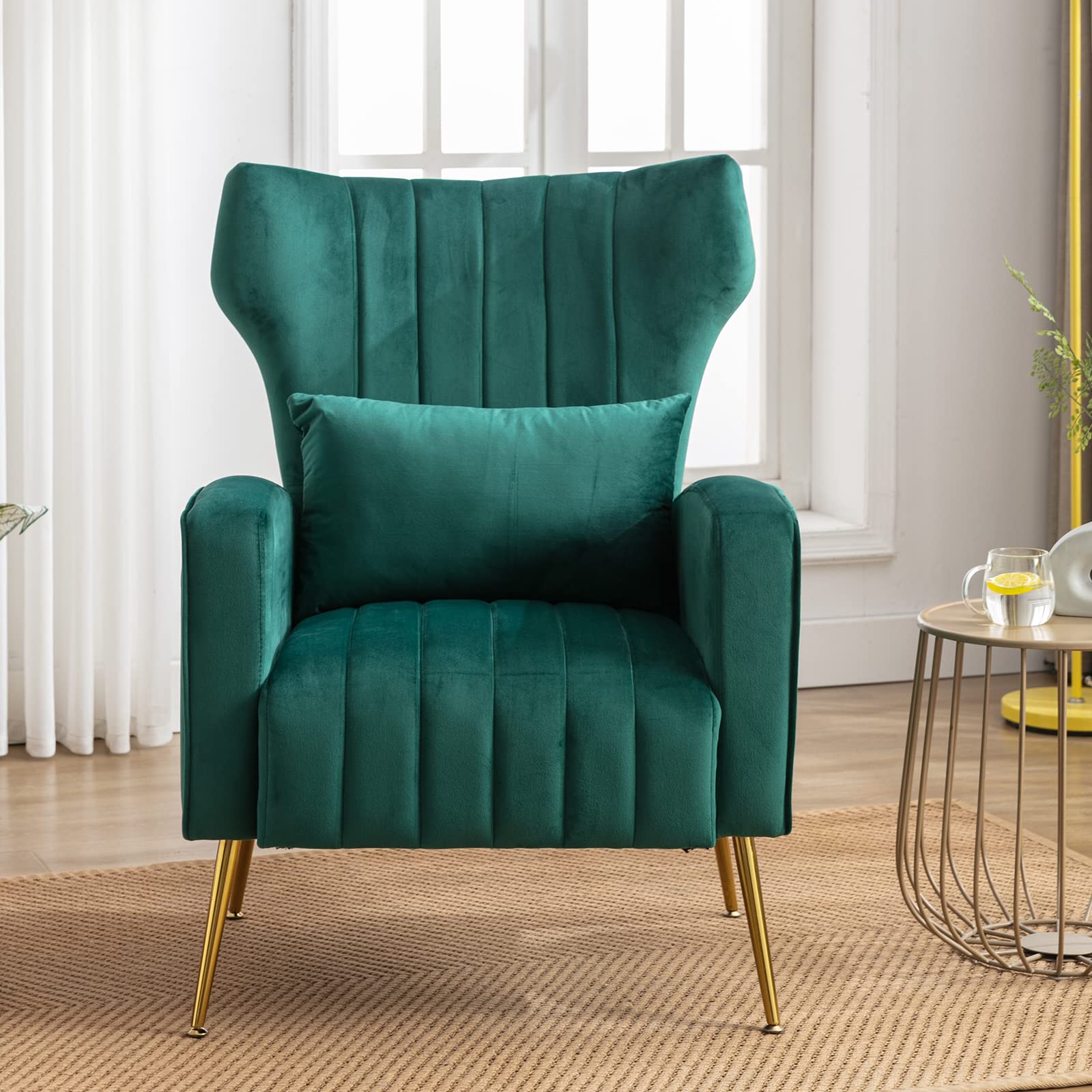 Janoray Modern Wingback Velvet Accent Armchair Set of 2